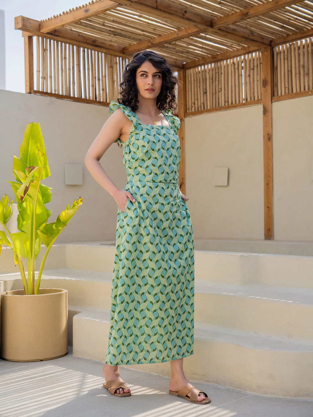 Geometrical Mint Mist Green Frill Top - Image 15
