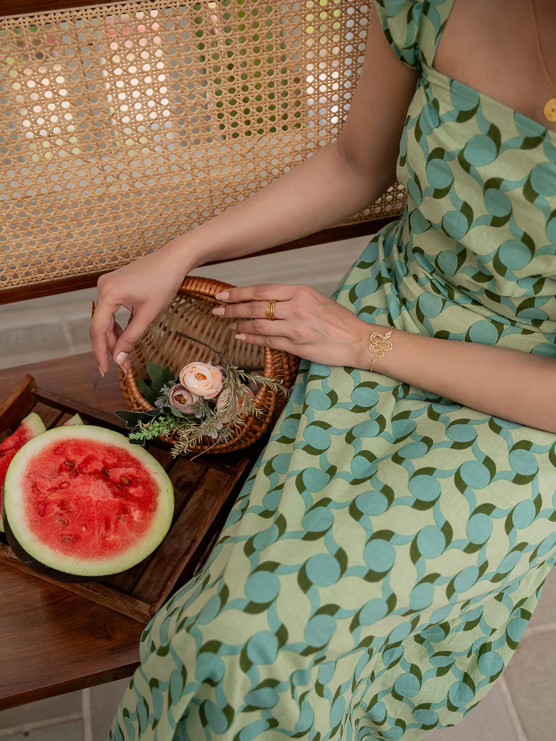 Geometrical Mint Mist Green Frill Top - Image 3
