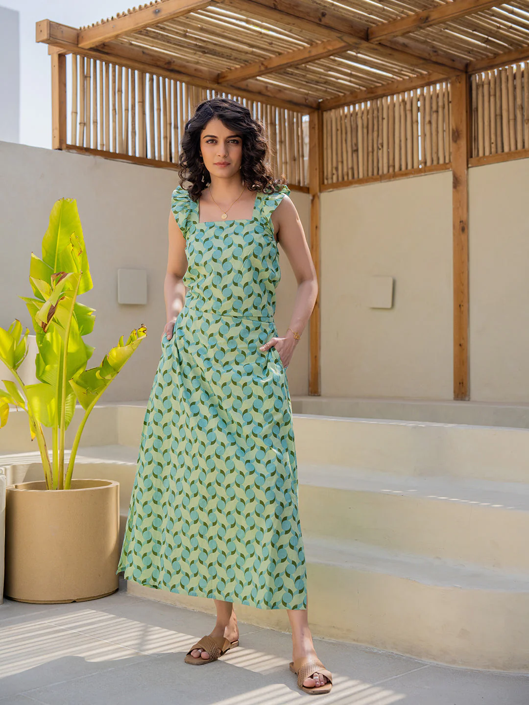 Geometrical Mint Mist Green Frill Top - Image 4