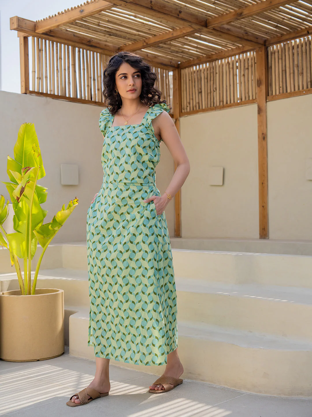 Geometrical Mint Mist Green Frill Top - Image 7