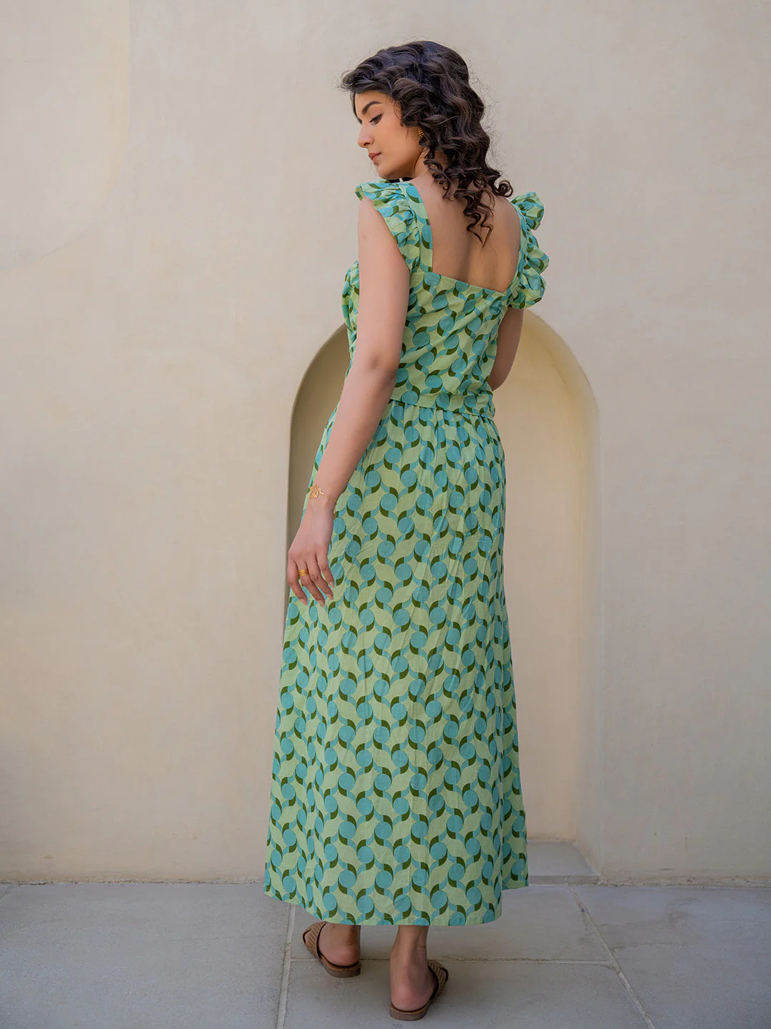 Geometrical Mint Mist Green Frill Top - Image 8