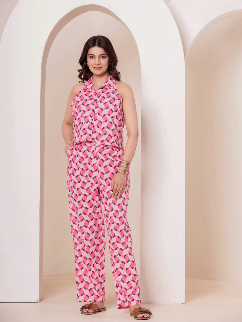 Geometrical Pink Grey Co-Ord Set - Image 8