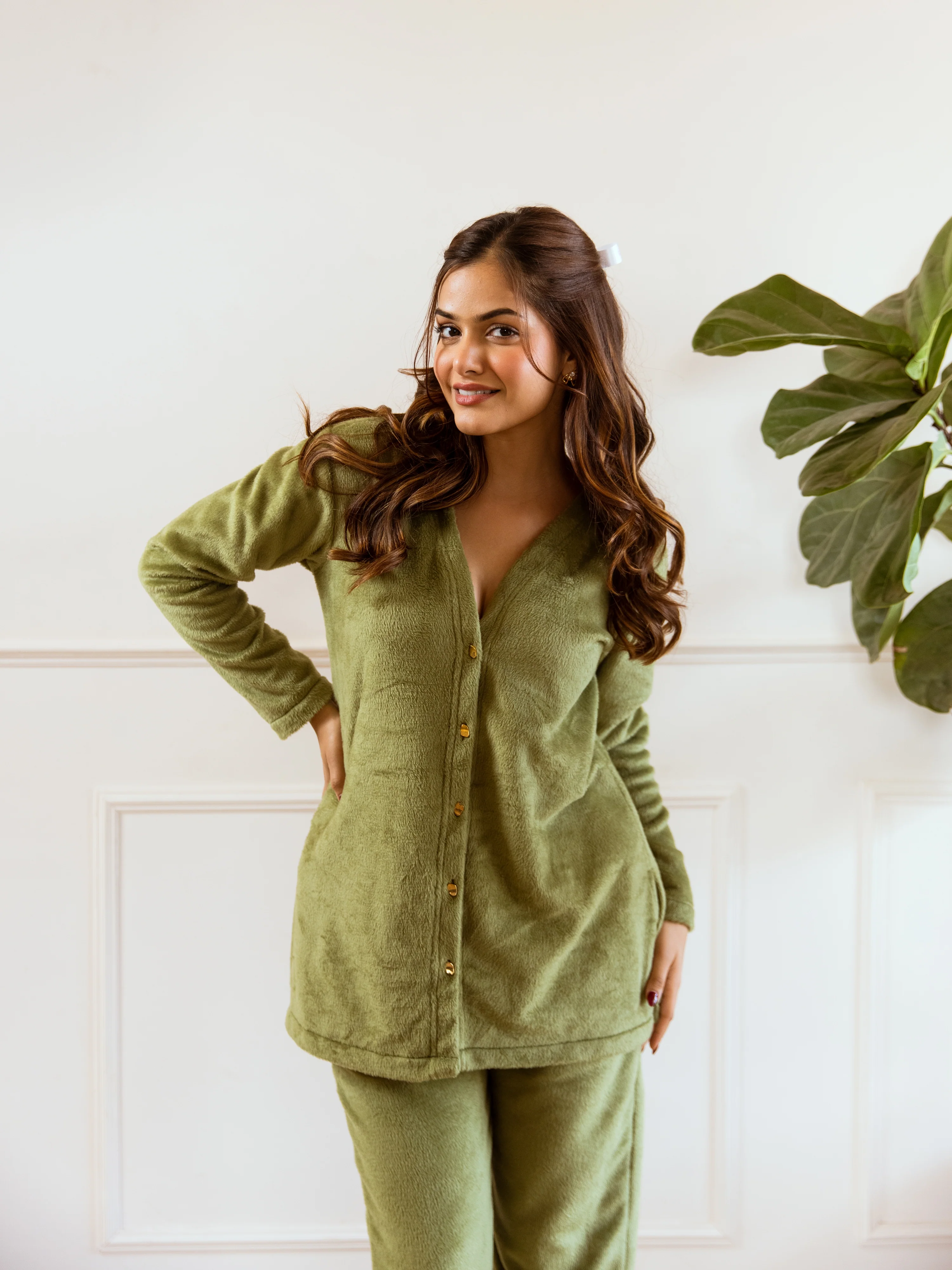 Green Super Soft Woollen Cardigan Set - Image 10