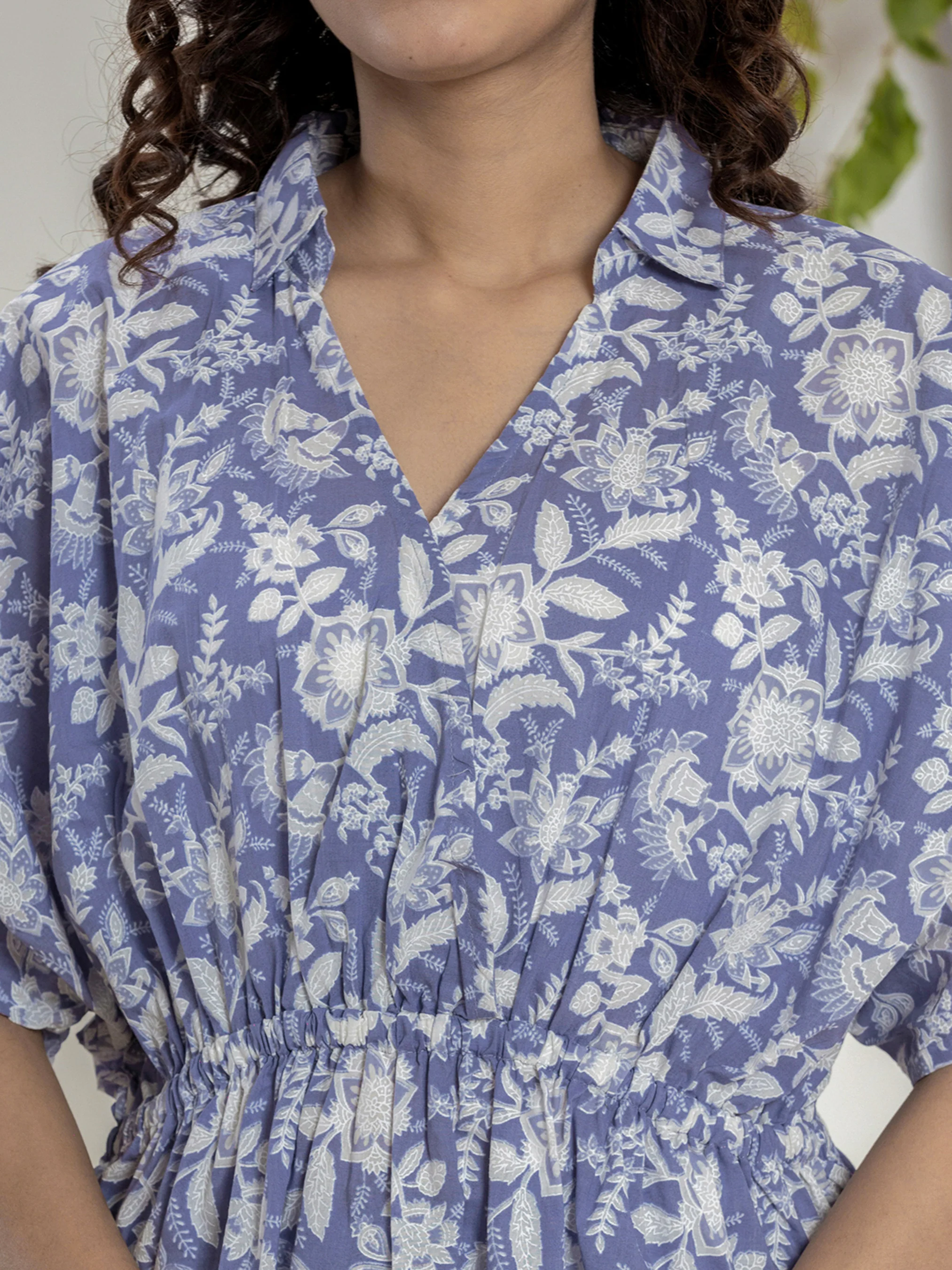 High Low Steel Blue Pure cotton Hand Printed Loungewear - Image 13
