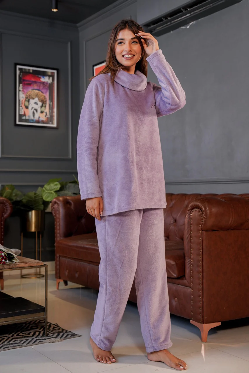 High Neck Super Soft Lavender Woollen Set - Image 2