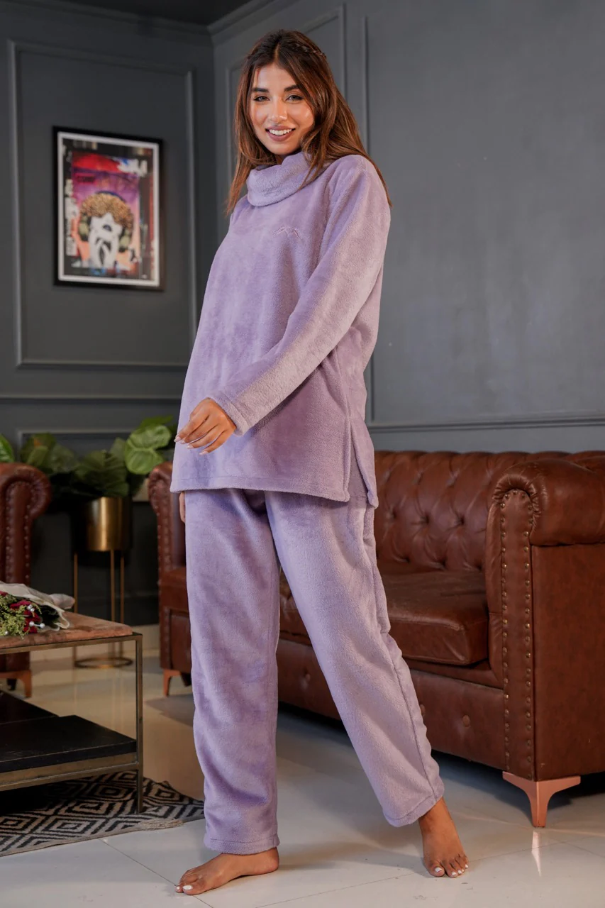 High Neck Super Soft Lavender Woollen Set - Image 3