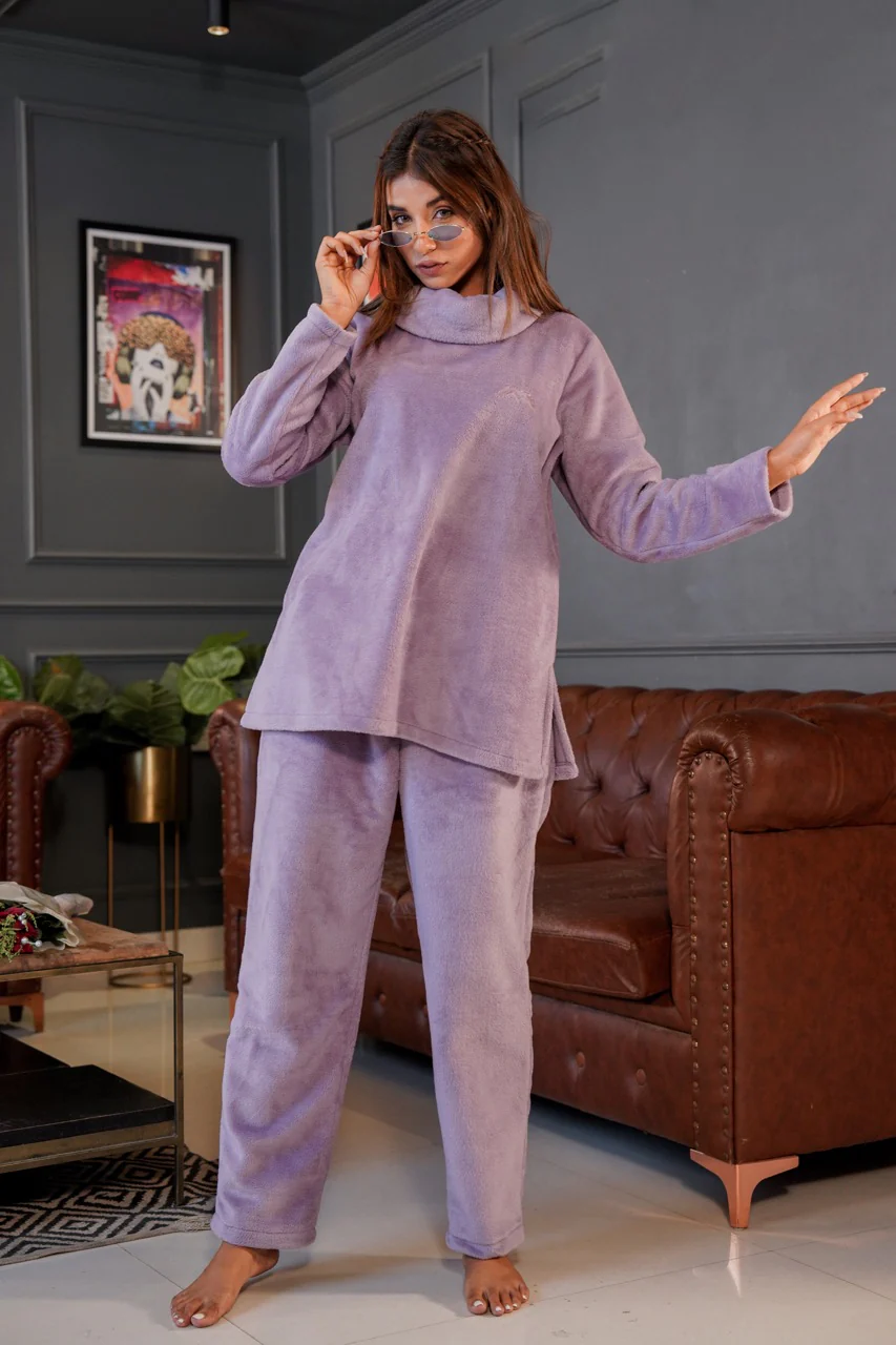 High Neck Super Soft Lavender Woollen Set - Image 4