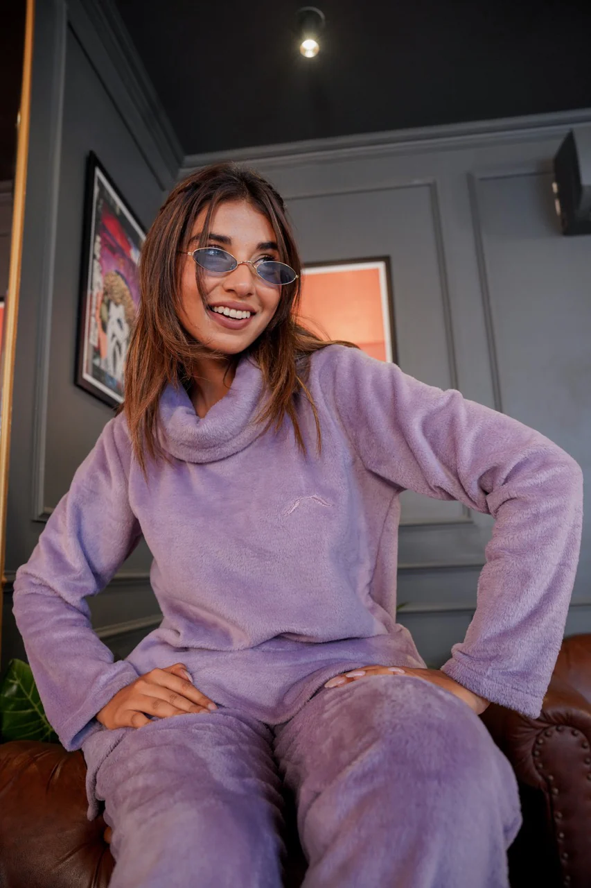 High Neck Super Soft Lavender Woollen Set - Image 8
