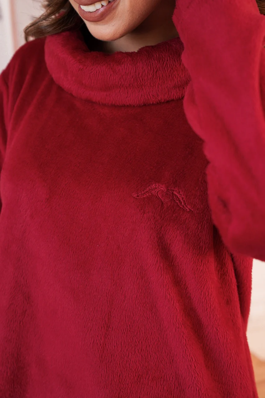 High Neck Super Soft Maroon Woollen Set - Image 13