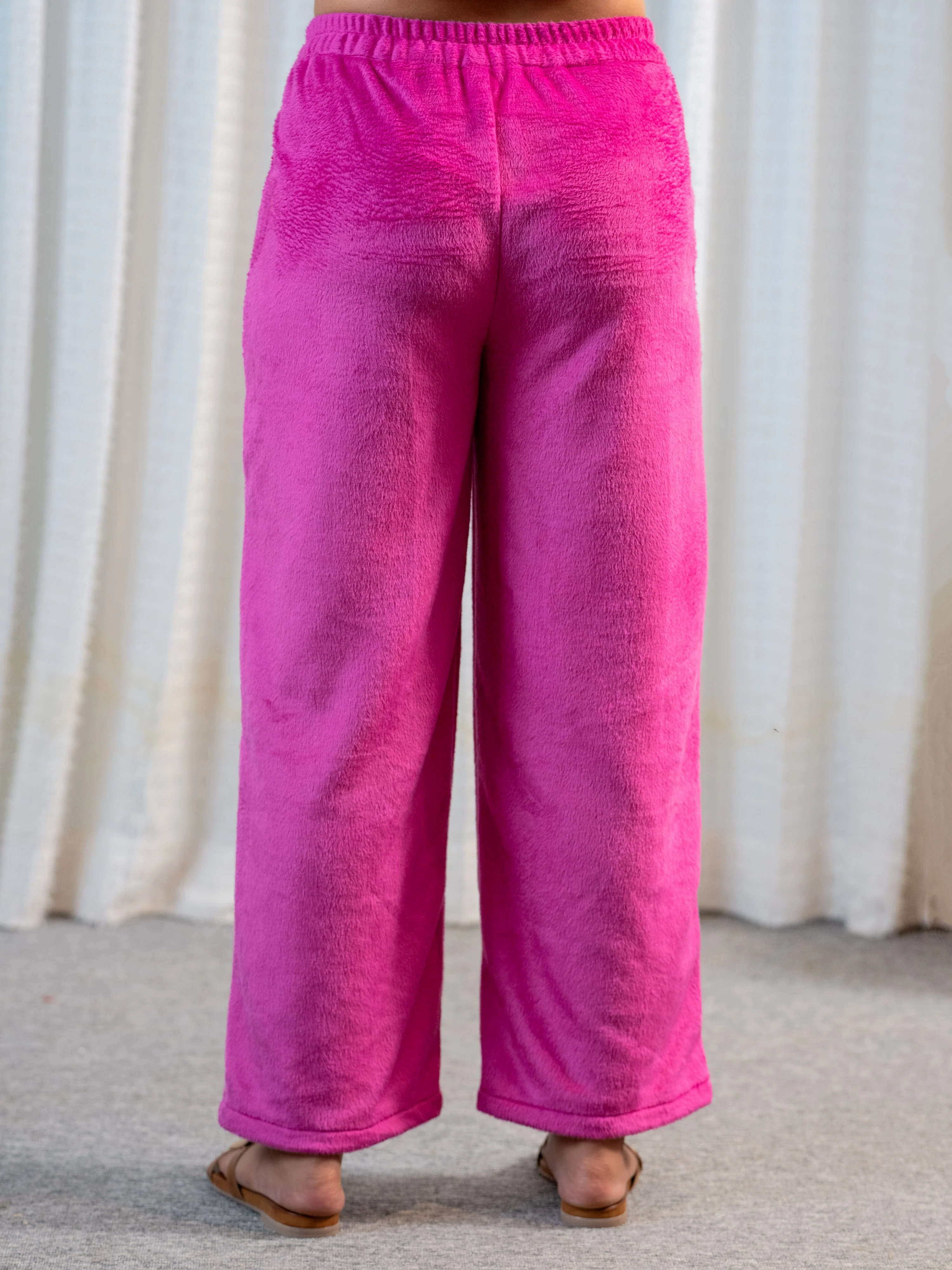 Hot Pink Super Soft Woollen Zip-Up Hoodie Sweatshirt Set - Image 11
