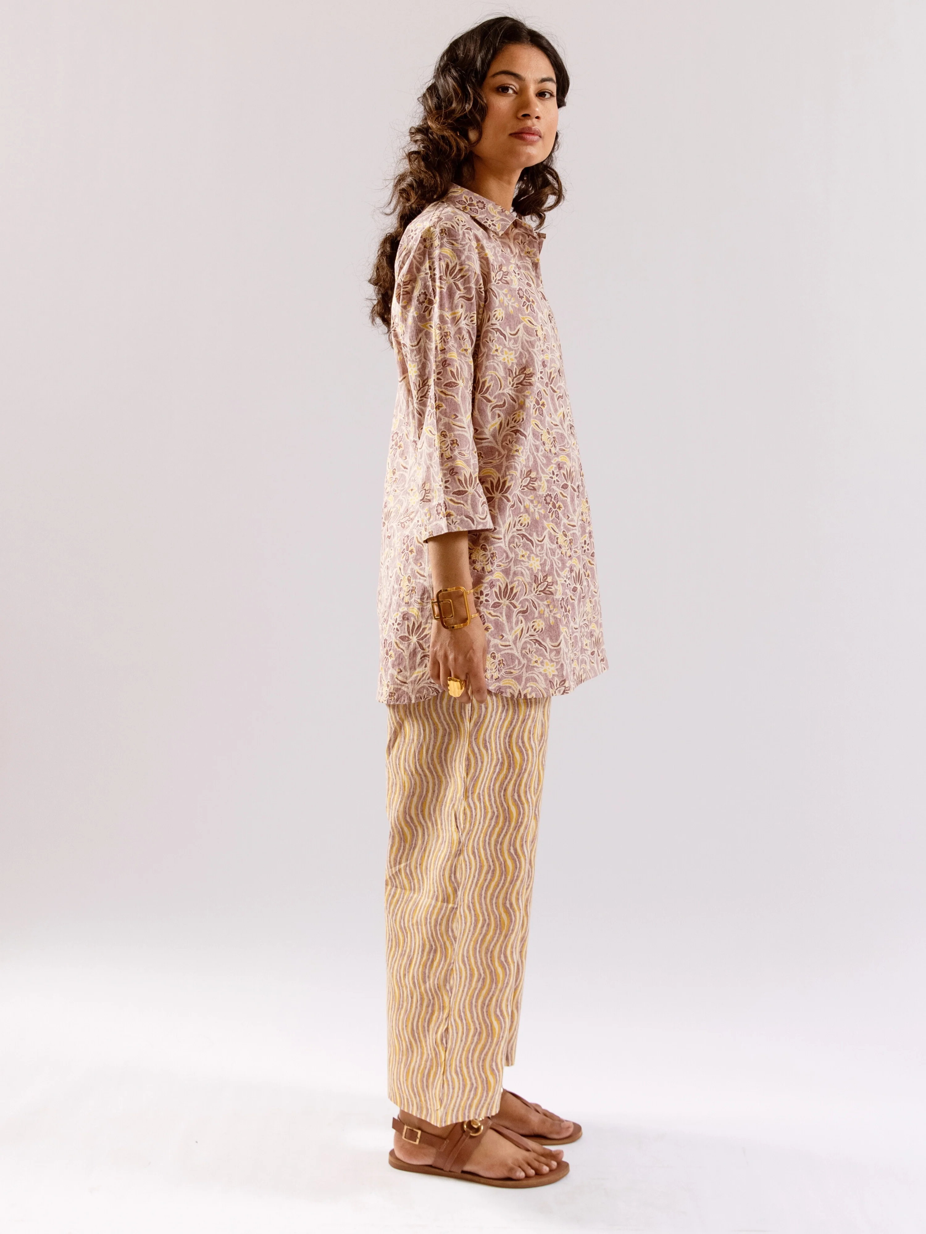 Lavender Bloom Chill Pure Cotton Collar Shirt Co-ord set - Image 11