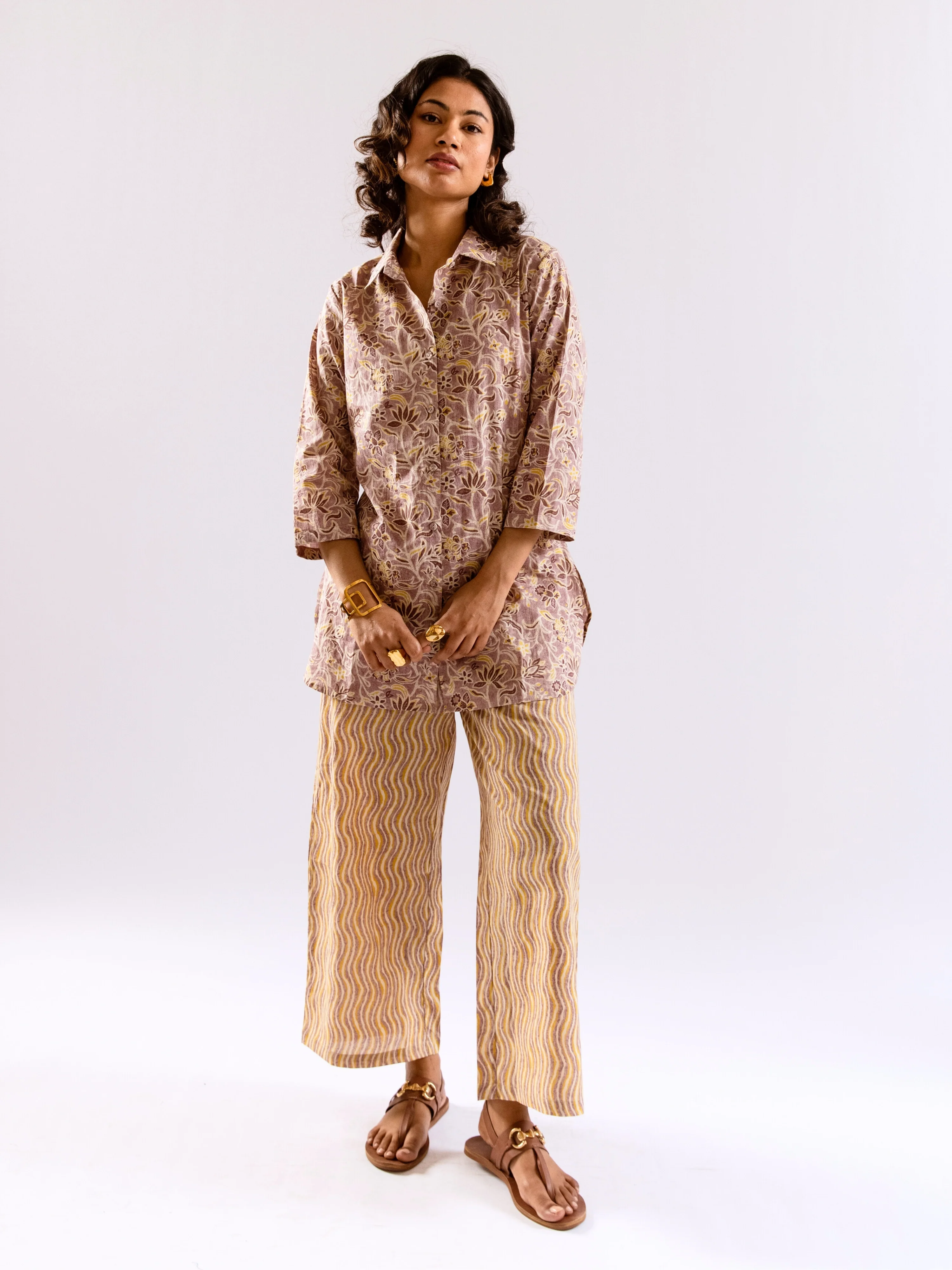 Lavender Bloom Chill Pure Cotton Collar Shirt Co-ord set - Image 12