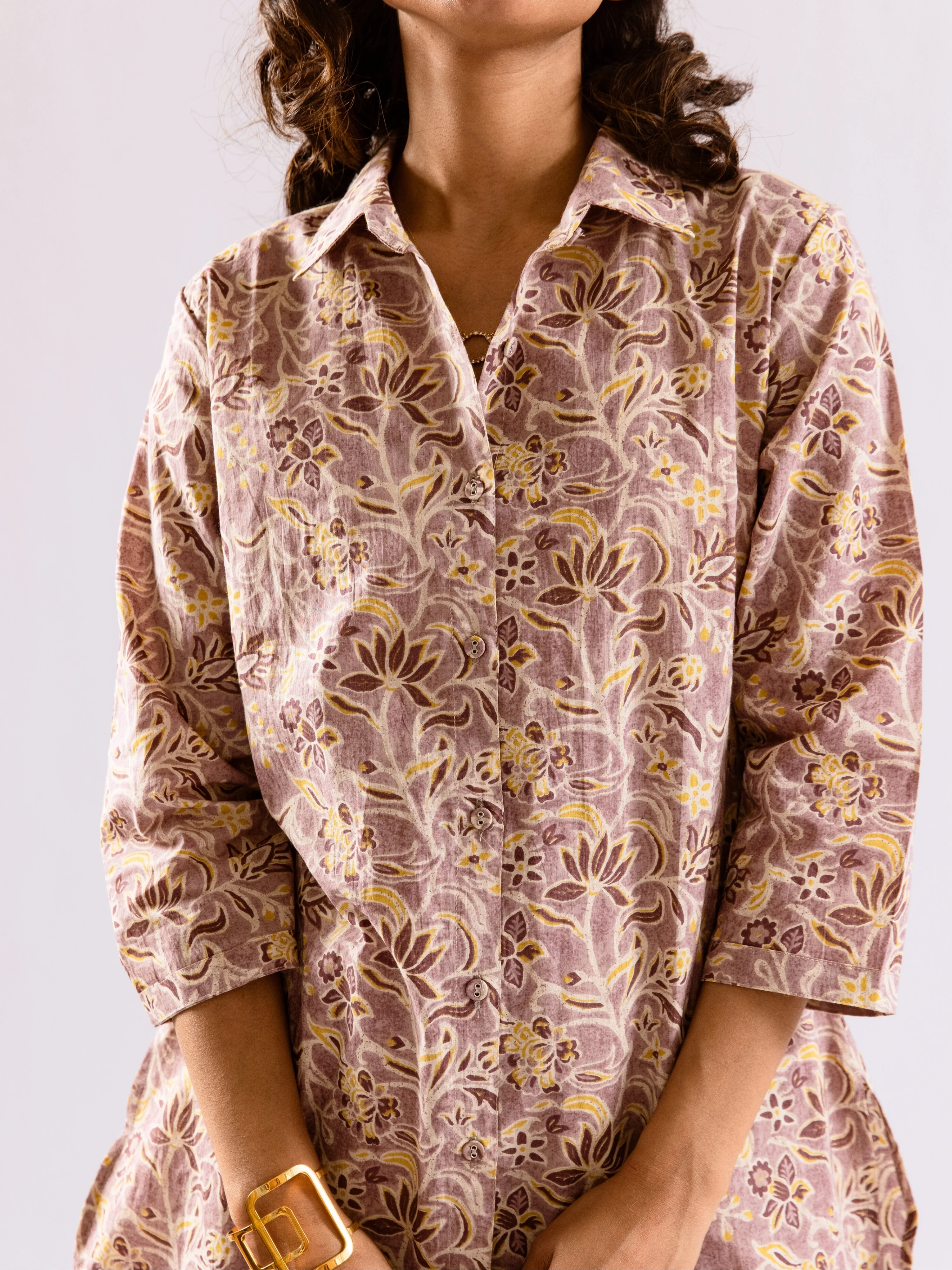 Lavender Bloom Chill Pure Cotton Collar Shirt Co-ord set - Image 2