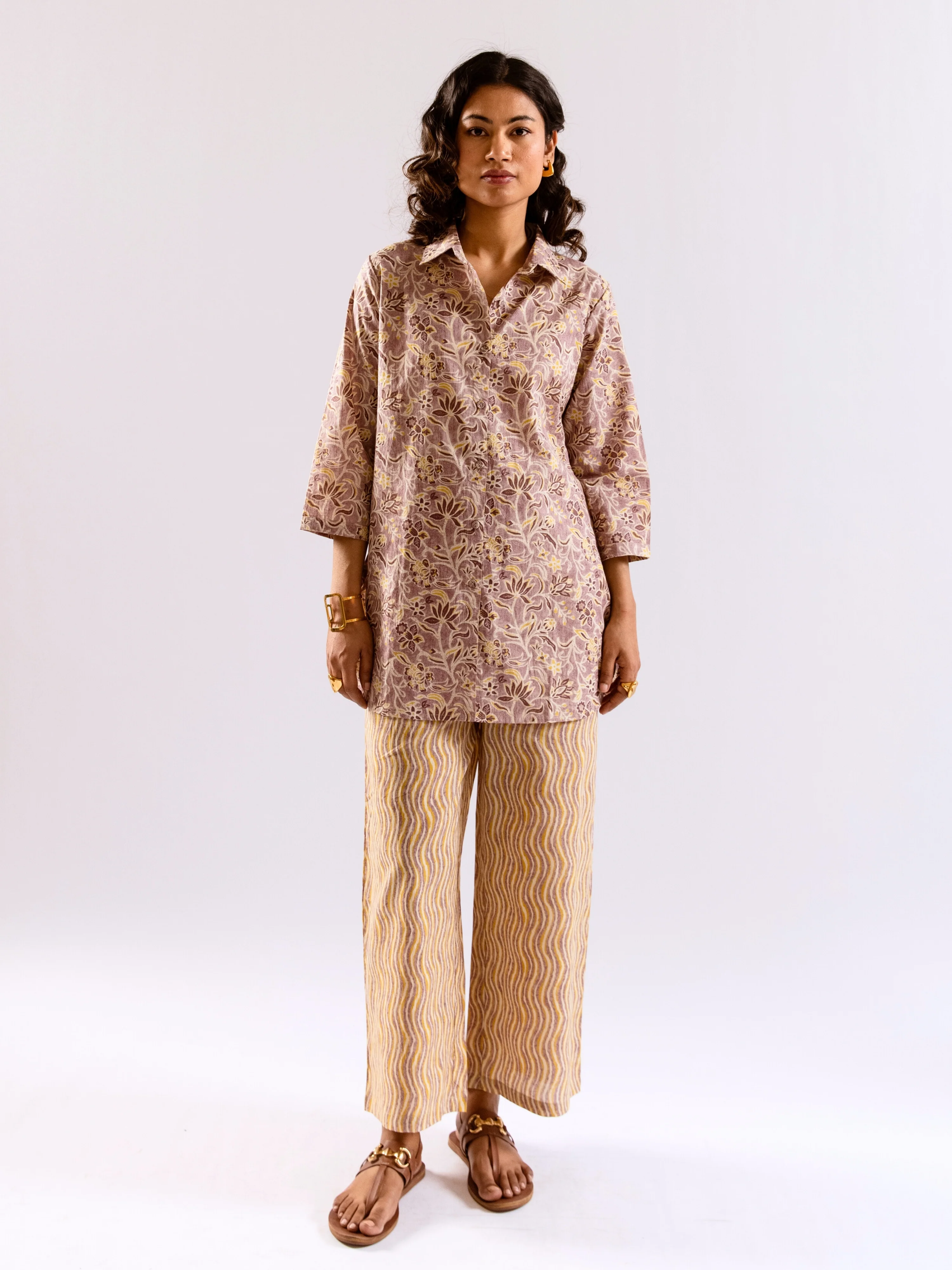Lavender Bloom Chill Pure Cotton Collar Shirt Co-ord set - Image 5