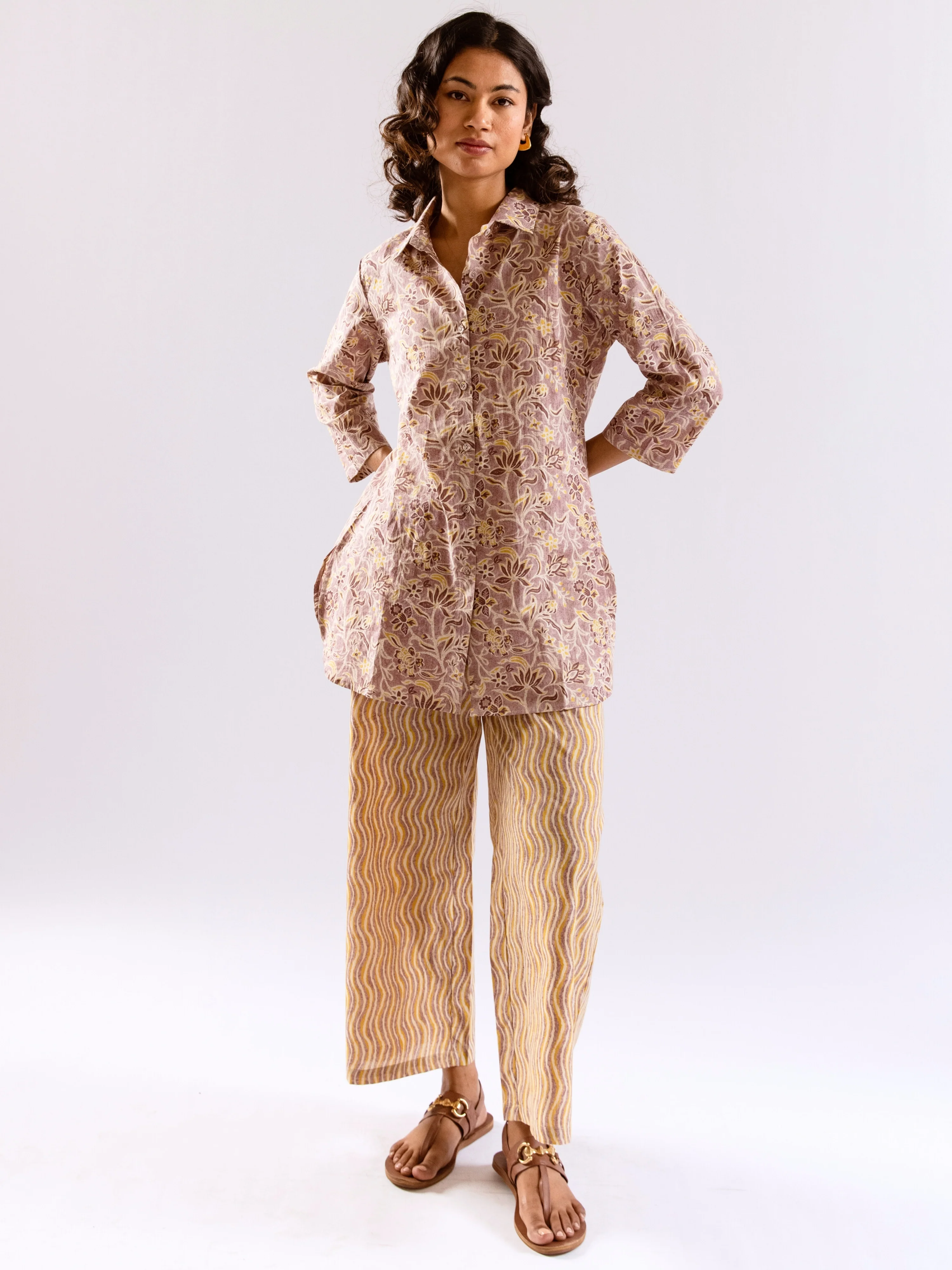 Lavender Bloom Chill Pure Cotton Collar Shirt Co-ord set - Image 7