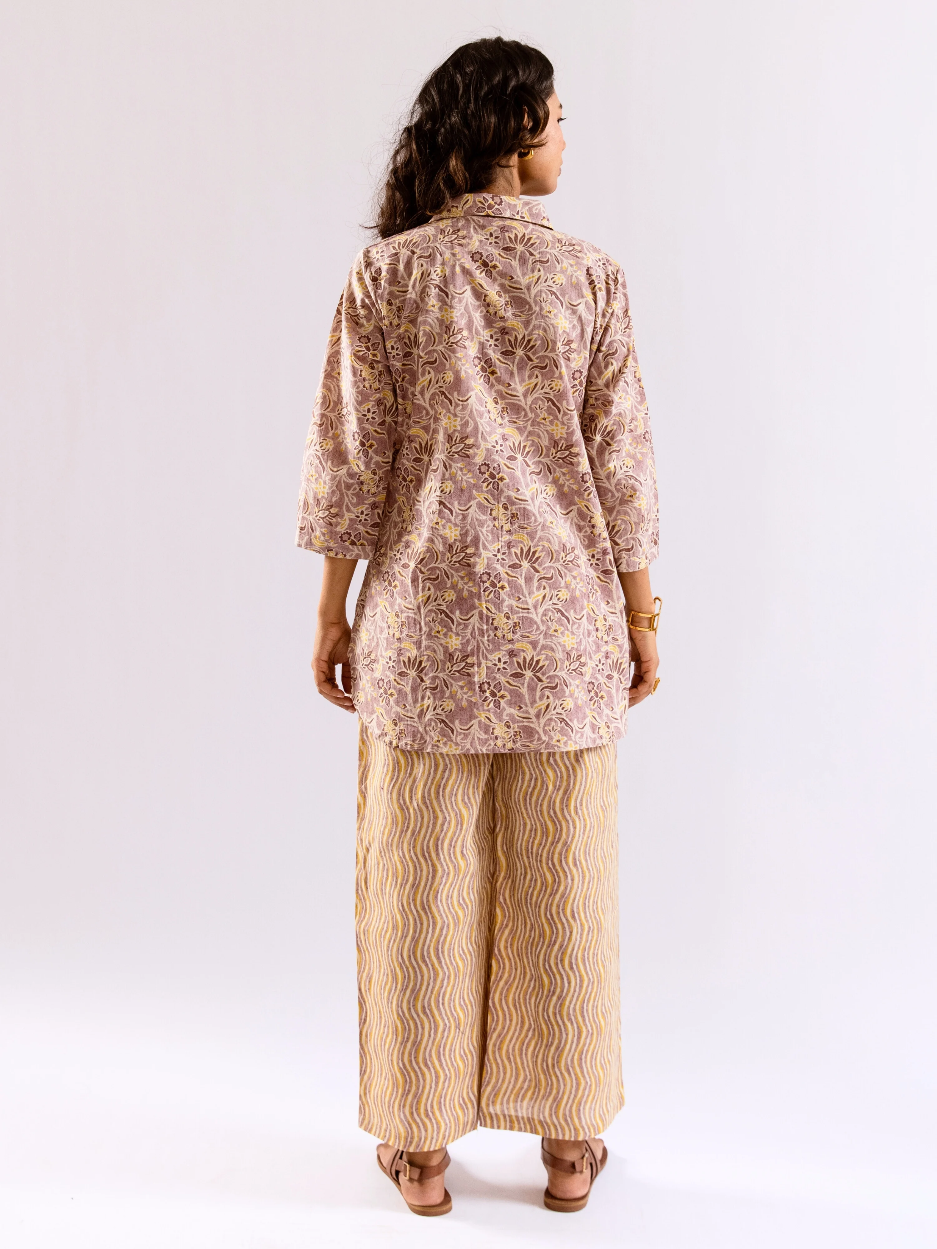 Lavender Bloom Chill Pure Cotton Collar Shirt Co-ord set - Image 8