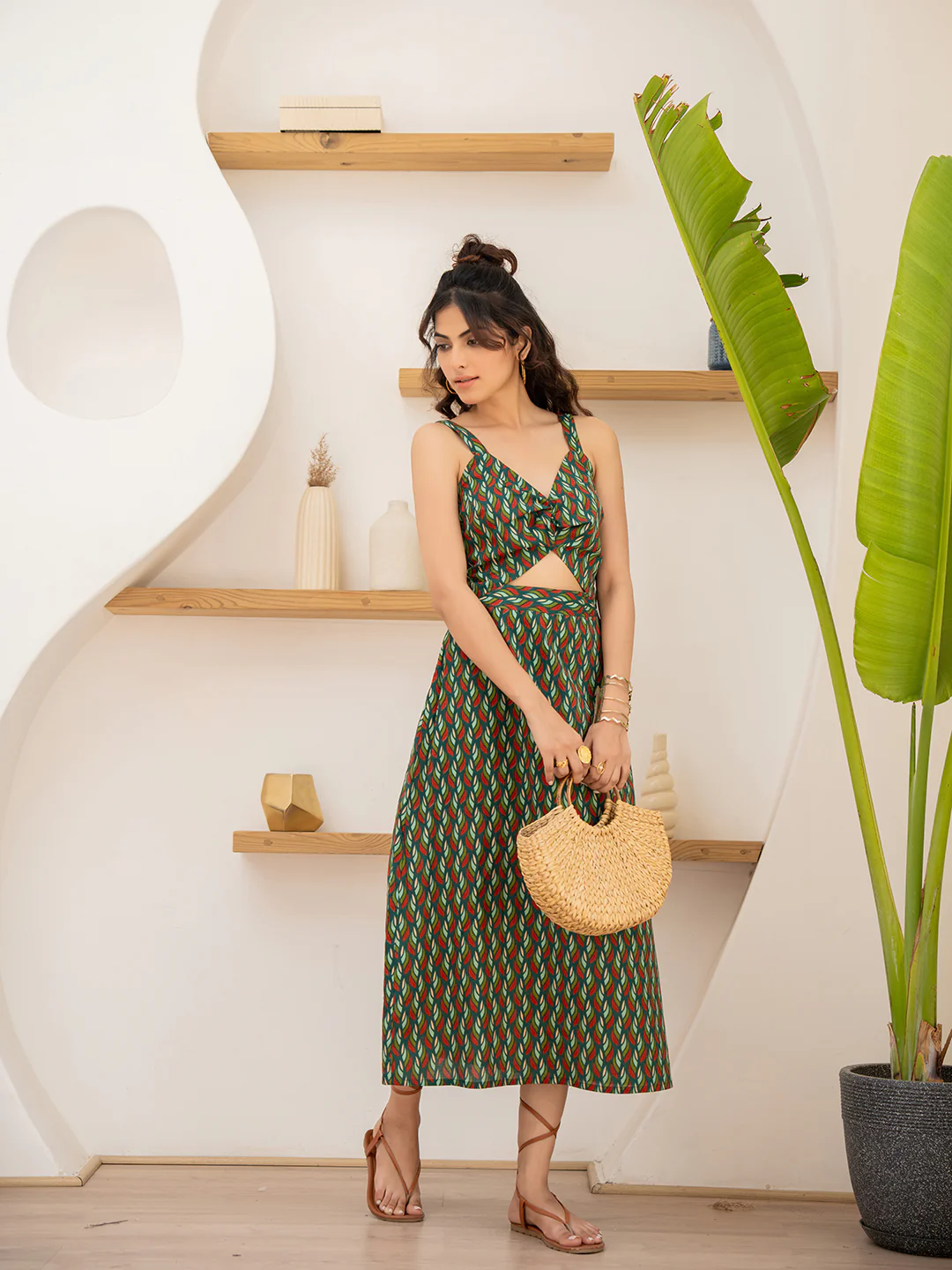 Leafy Green Bustier Dress - Image 9