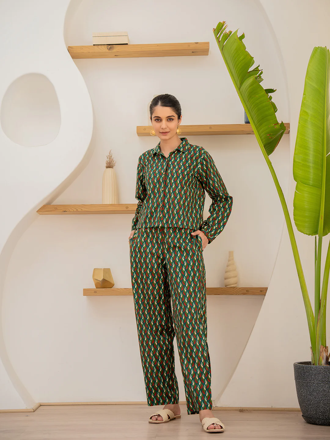Leafy Pleate Forest Noir Green Co-Ord Set - Image 10