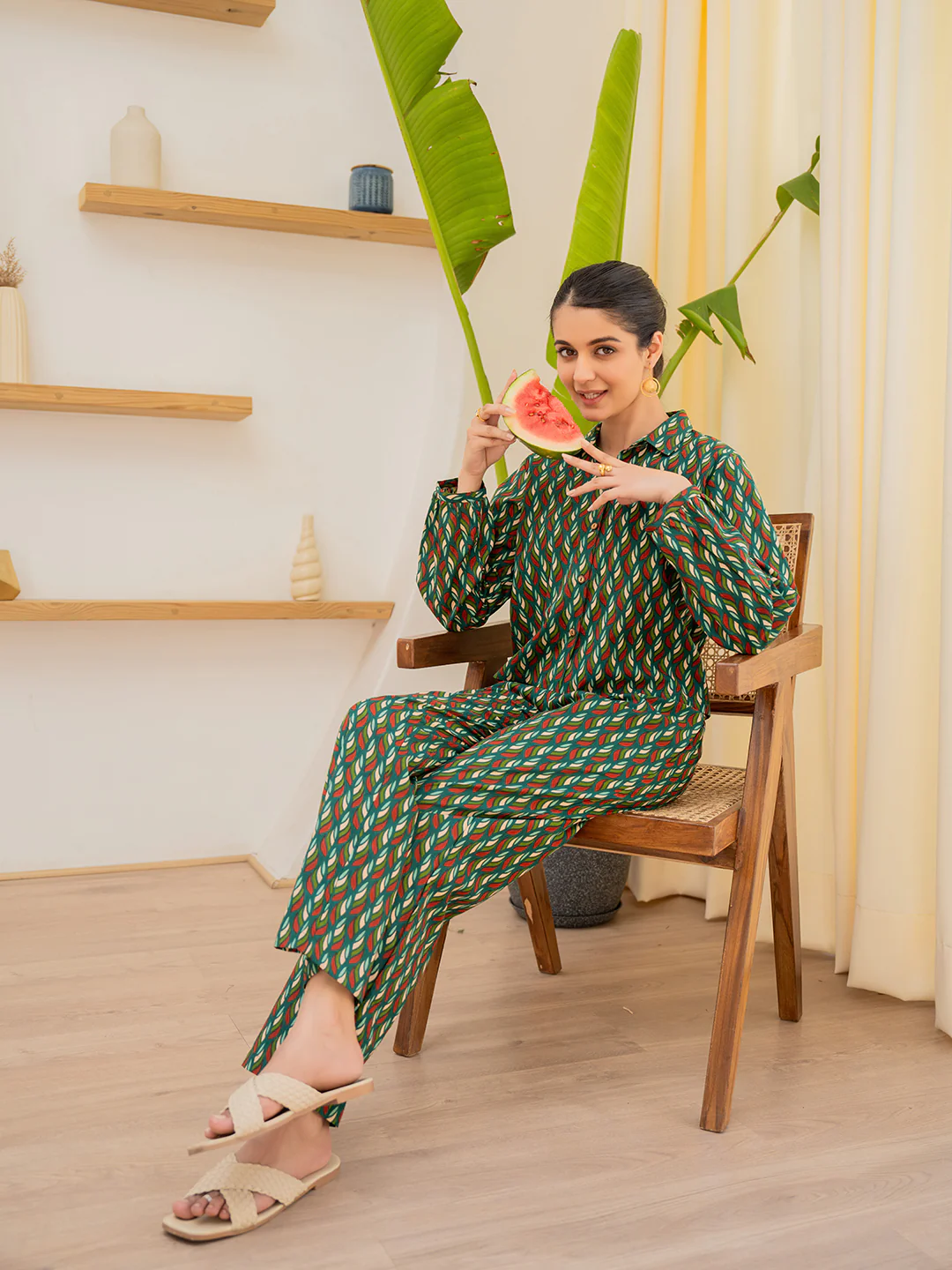 Leafy Pleate Forest Noir Green Co-Ord Set - Image 11