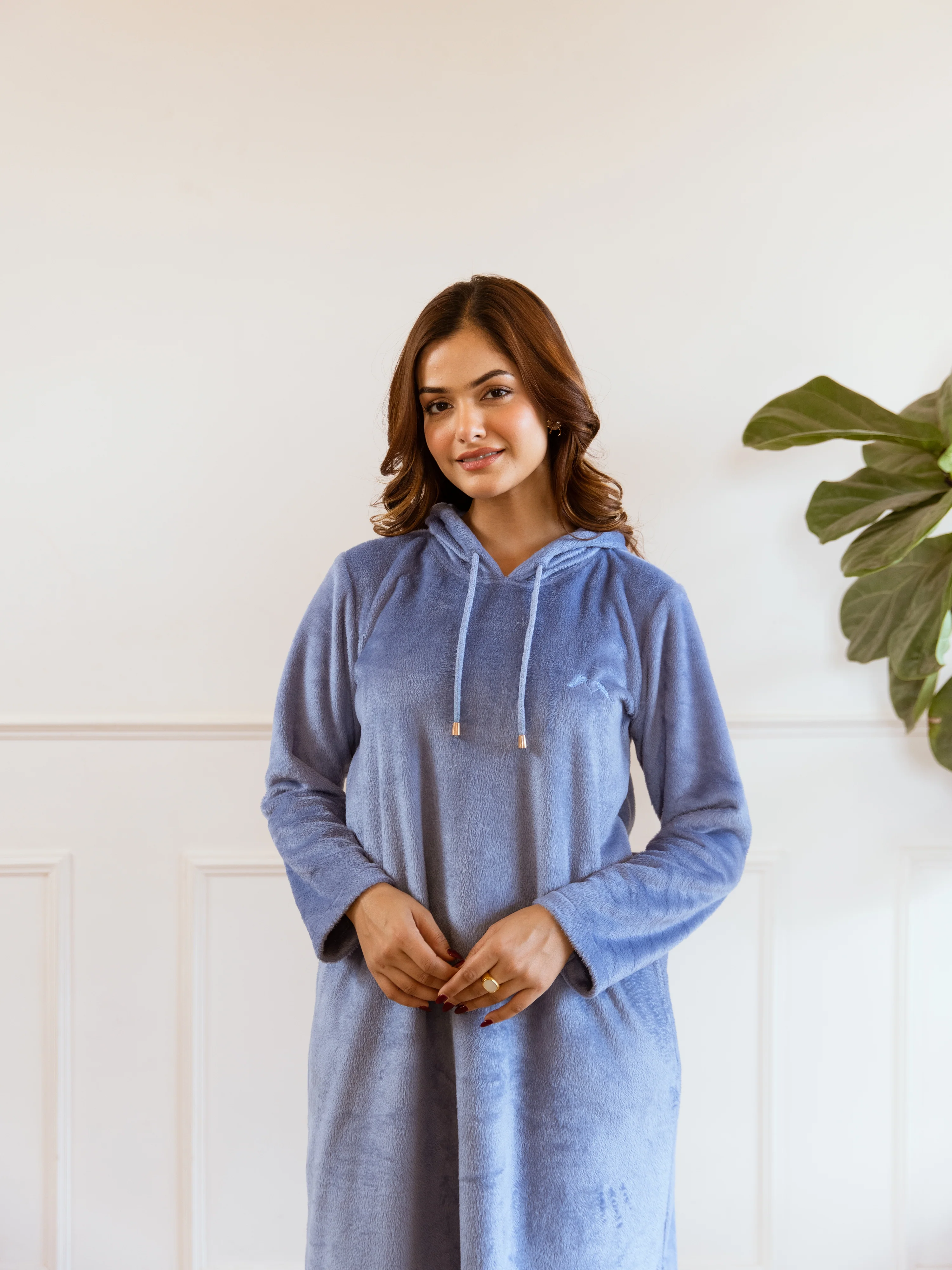 Light Blue Super Soft Woollen Hoodie Dress - Image 11