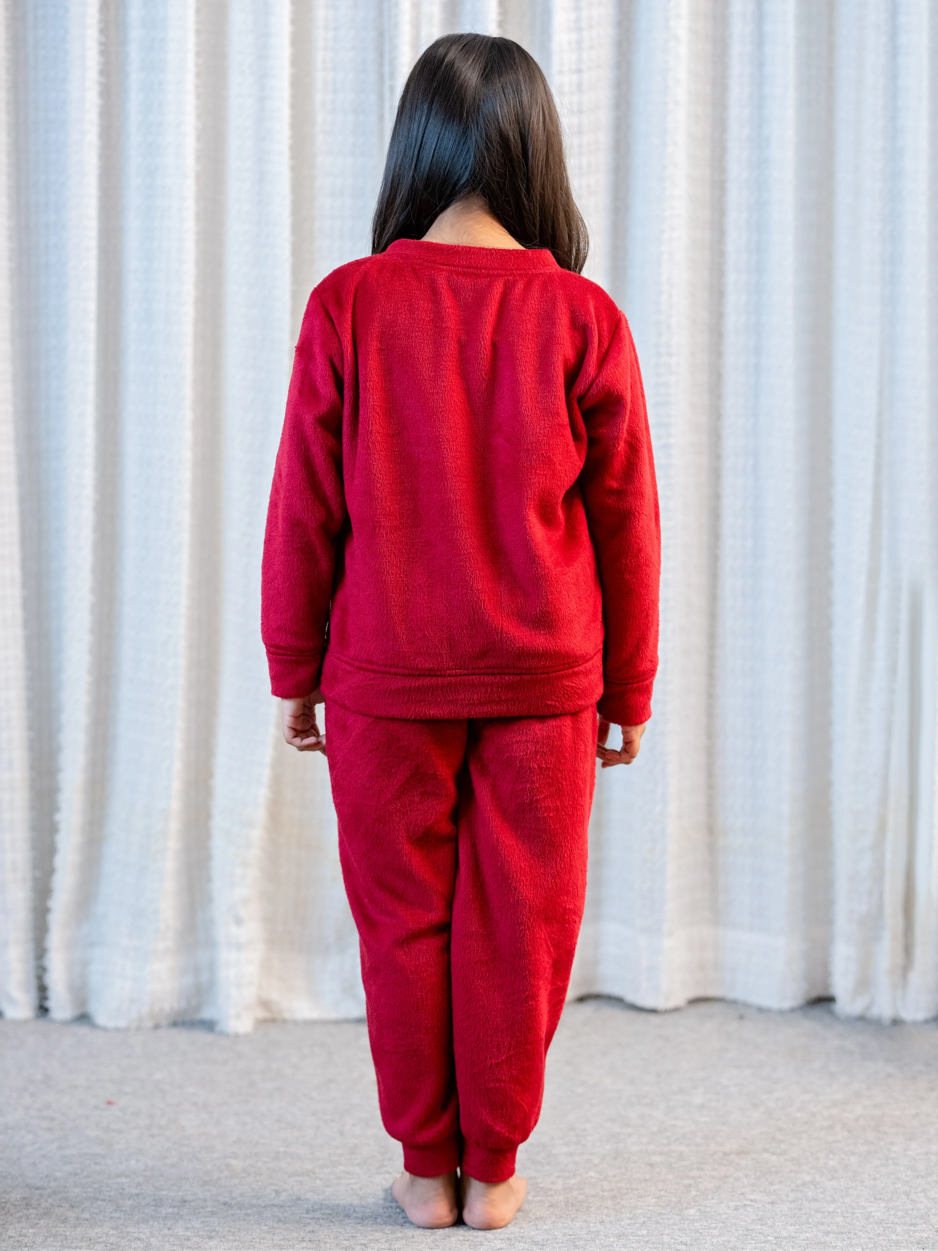 Maroon Super Soft Unisex Kids Woollen Embroidered Sweatshirt Set - Image 4