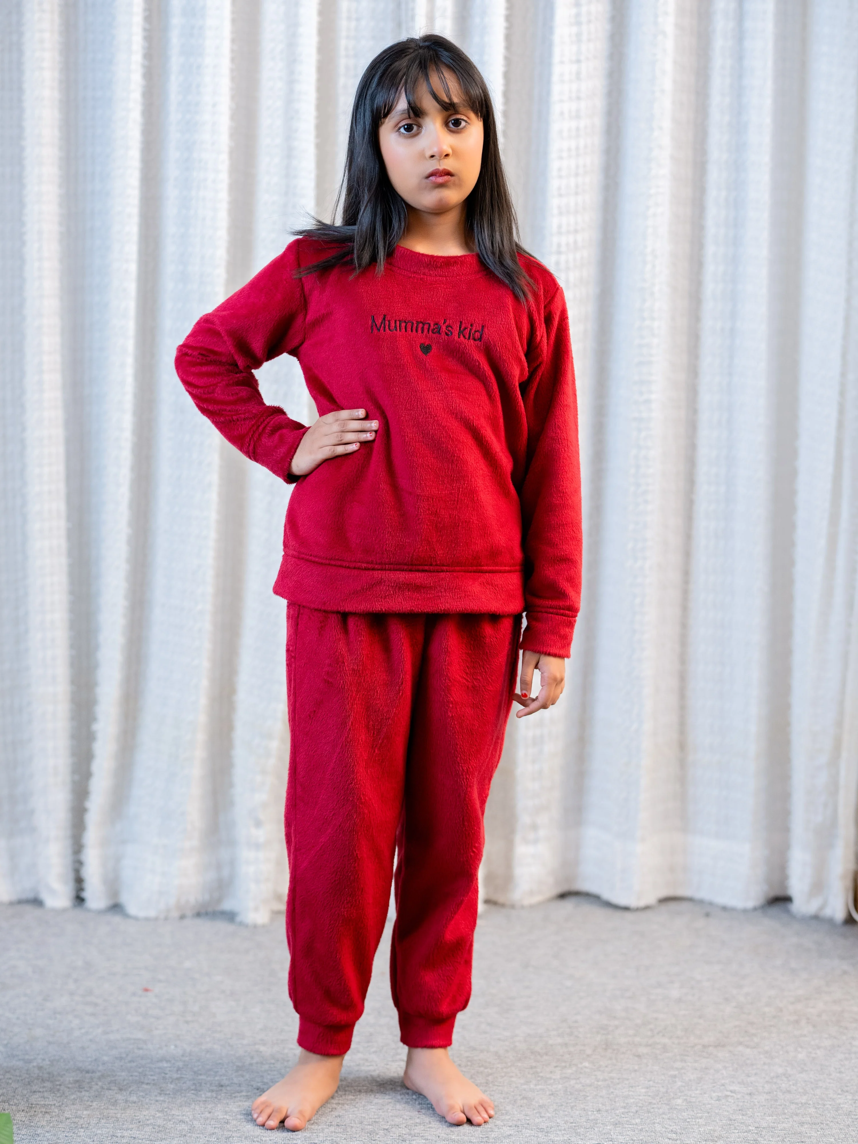 Maroon Super Soft Unisex Kids Woollen Embroidered Sweatshirt Set - Image 6