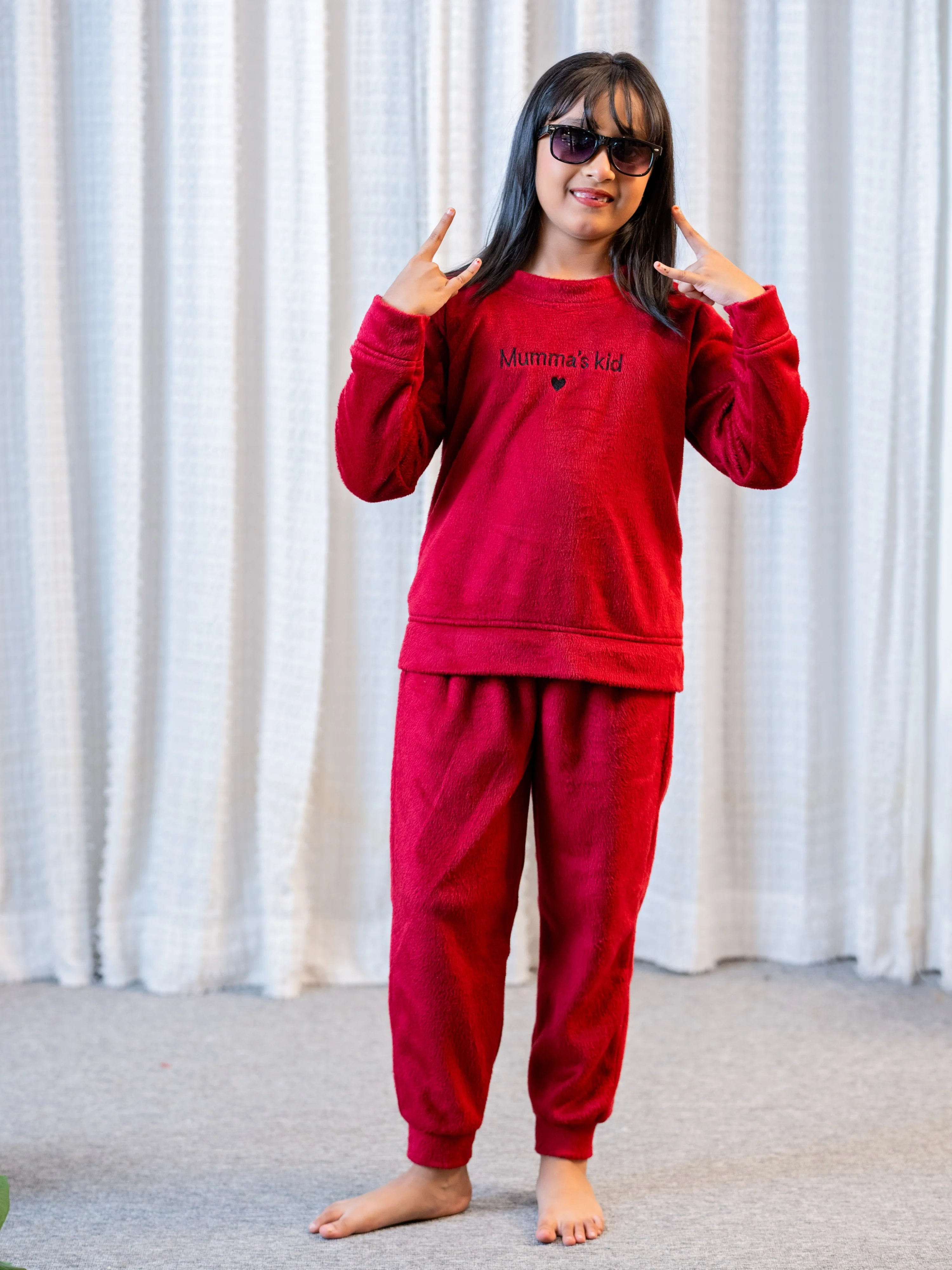 Maroon Super Soft Unisex Kids Woollen Embroidered Sweatshirt Set - Image 8