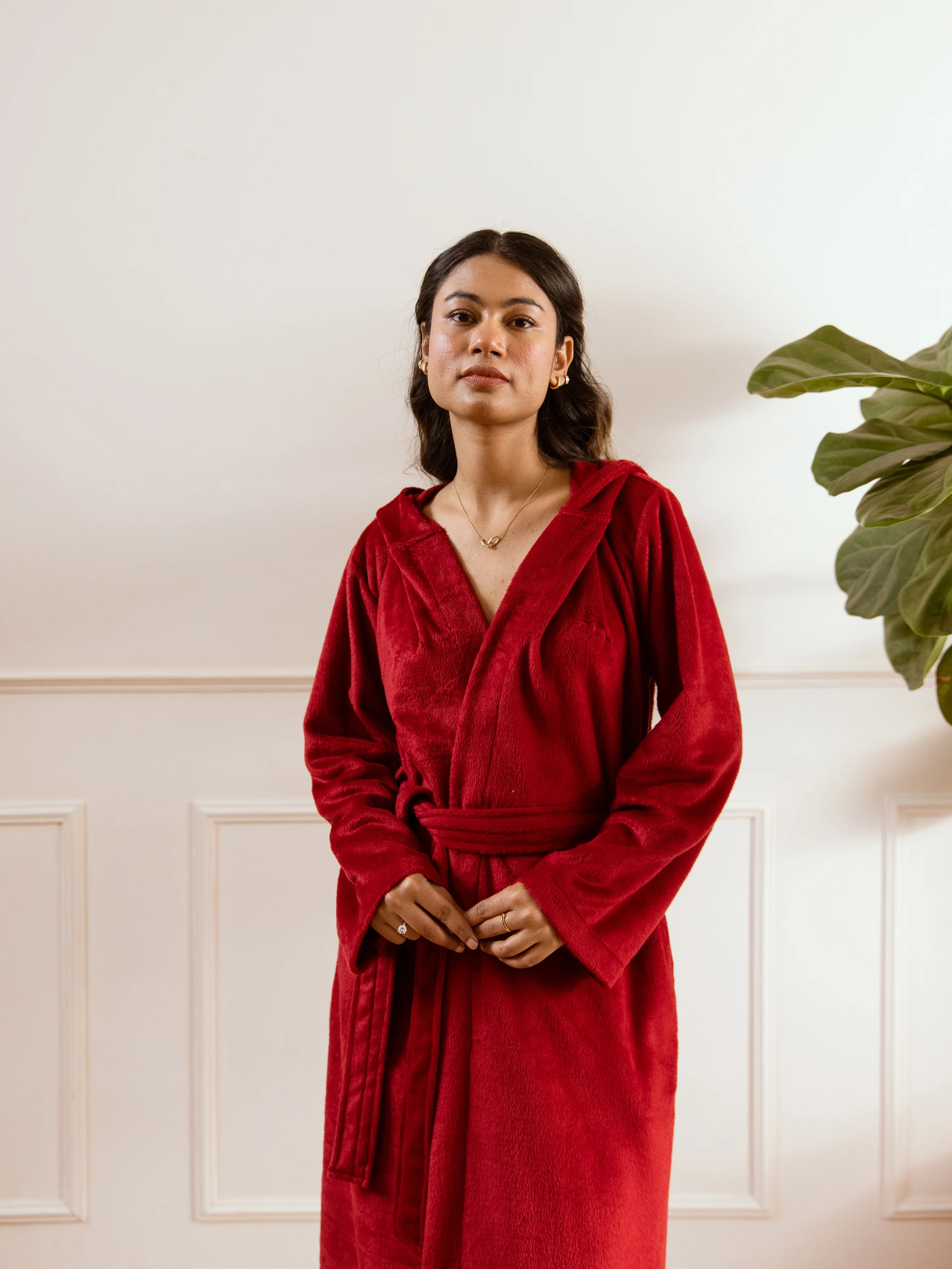 Maroon Super Soft Woollen Hoodie Robe - Image 10