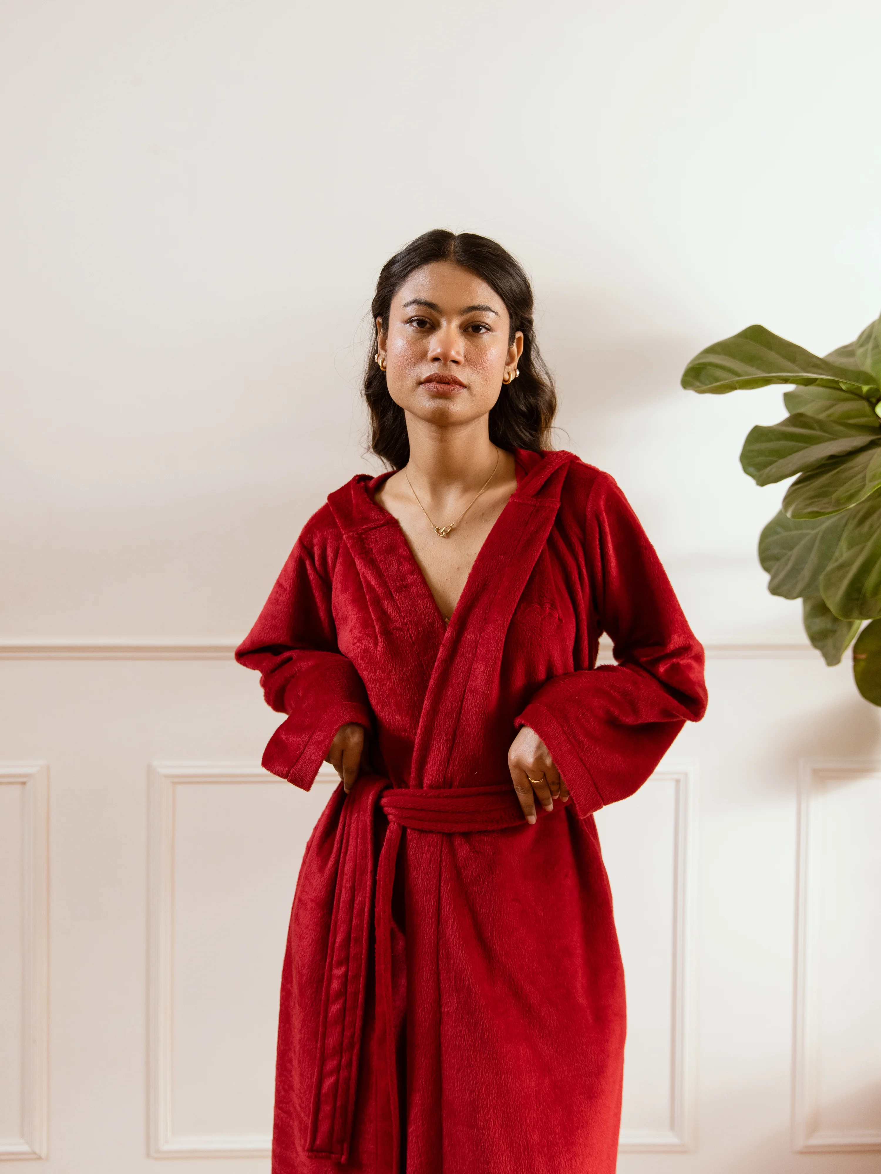 Maroon Super Soft Woollen Hoodie Robe - Image 8