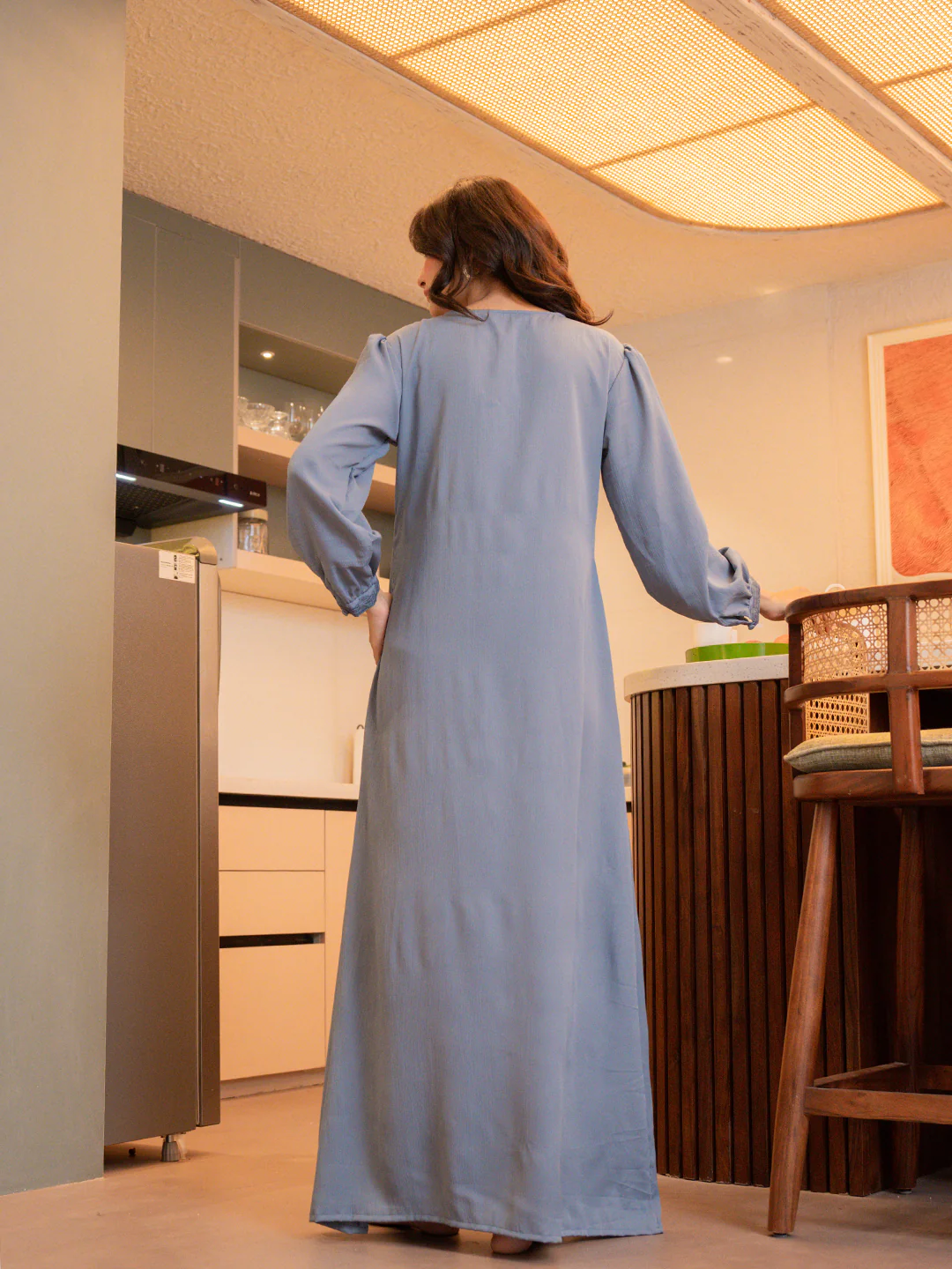 Pigeon Blue Soft Crepe Night Maxi - Image 4