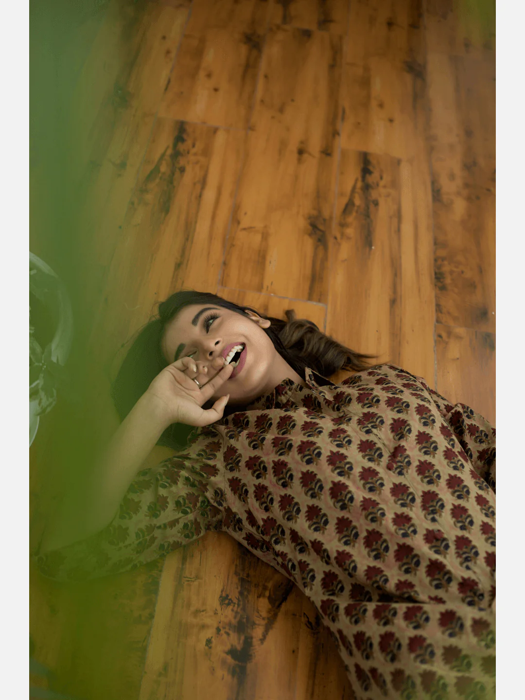 Mesh Brown Collared Cotton Loungewear - Image 8