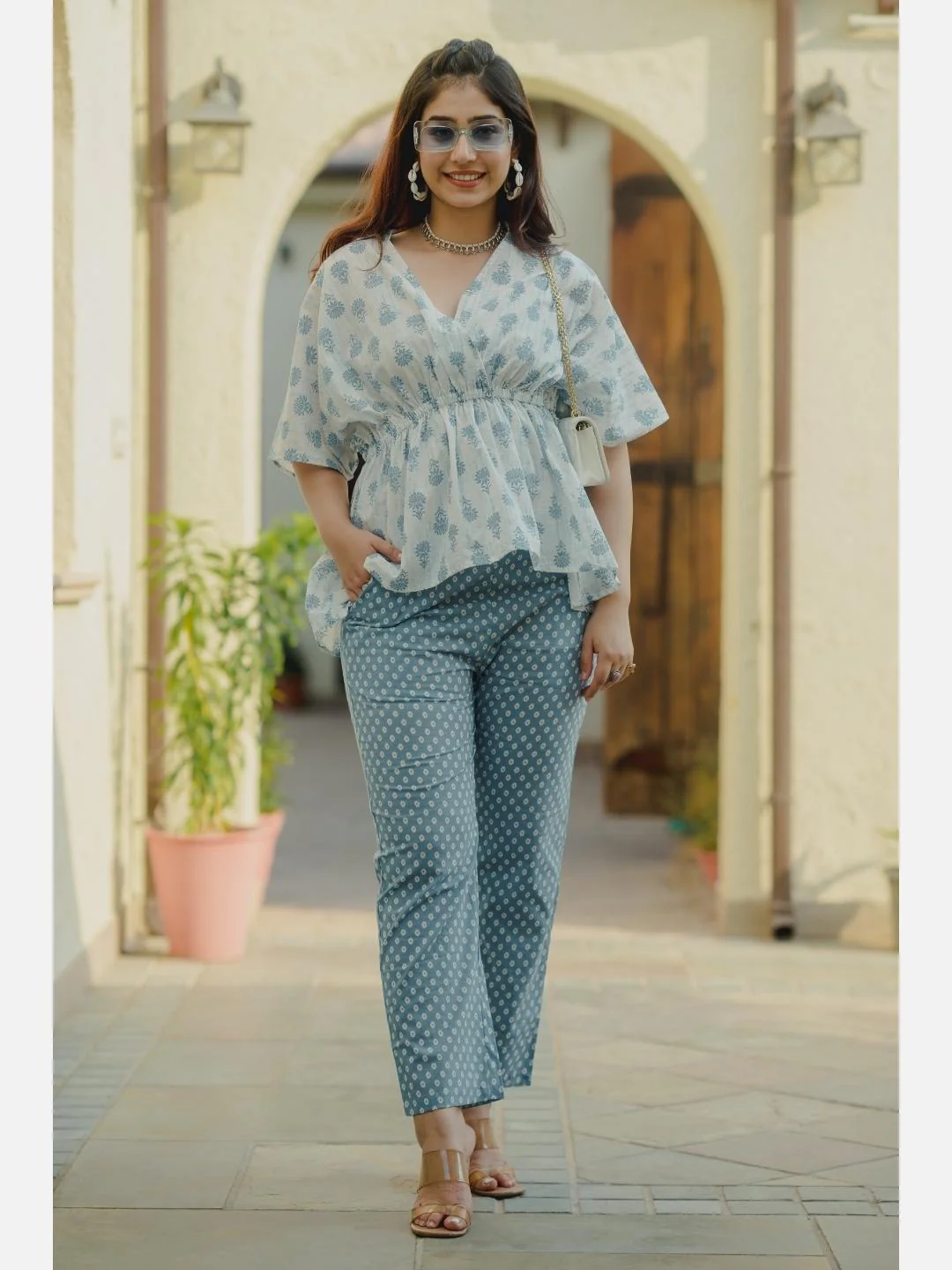 Mesh White High Low Pure cotton Loungewear - Image 3