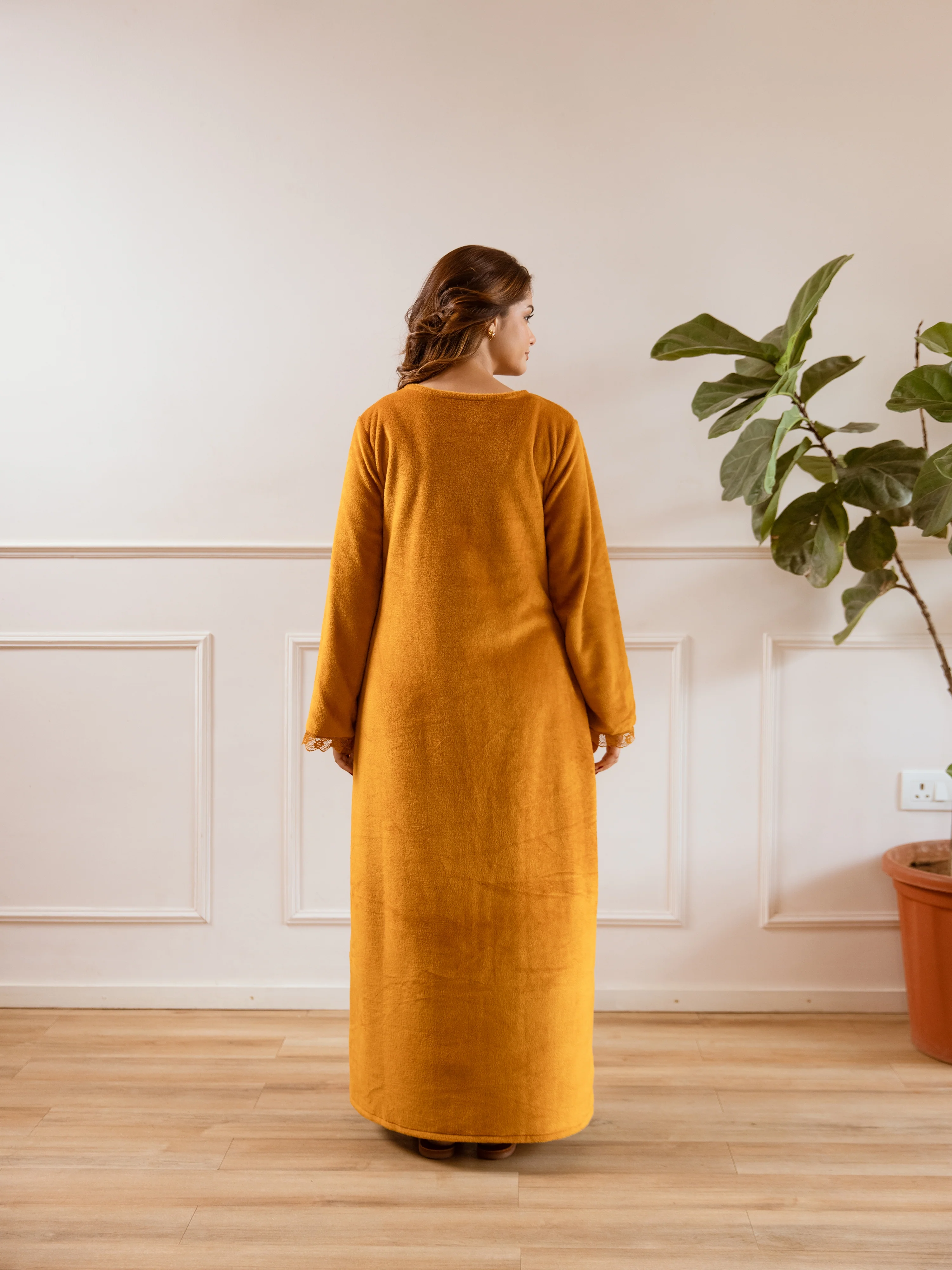 Mustard Super Soft Woollen Maxi & Shrug Set - Image 11