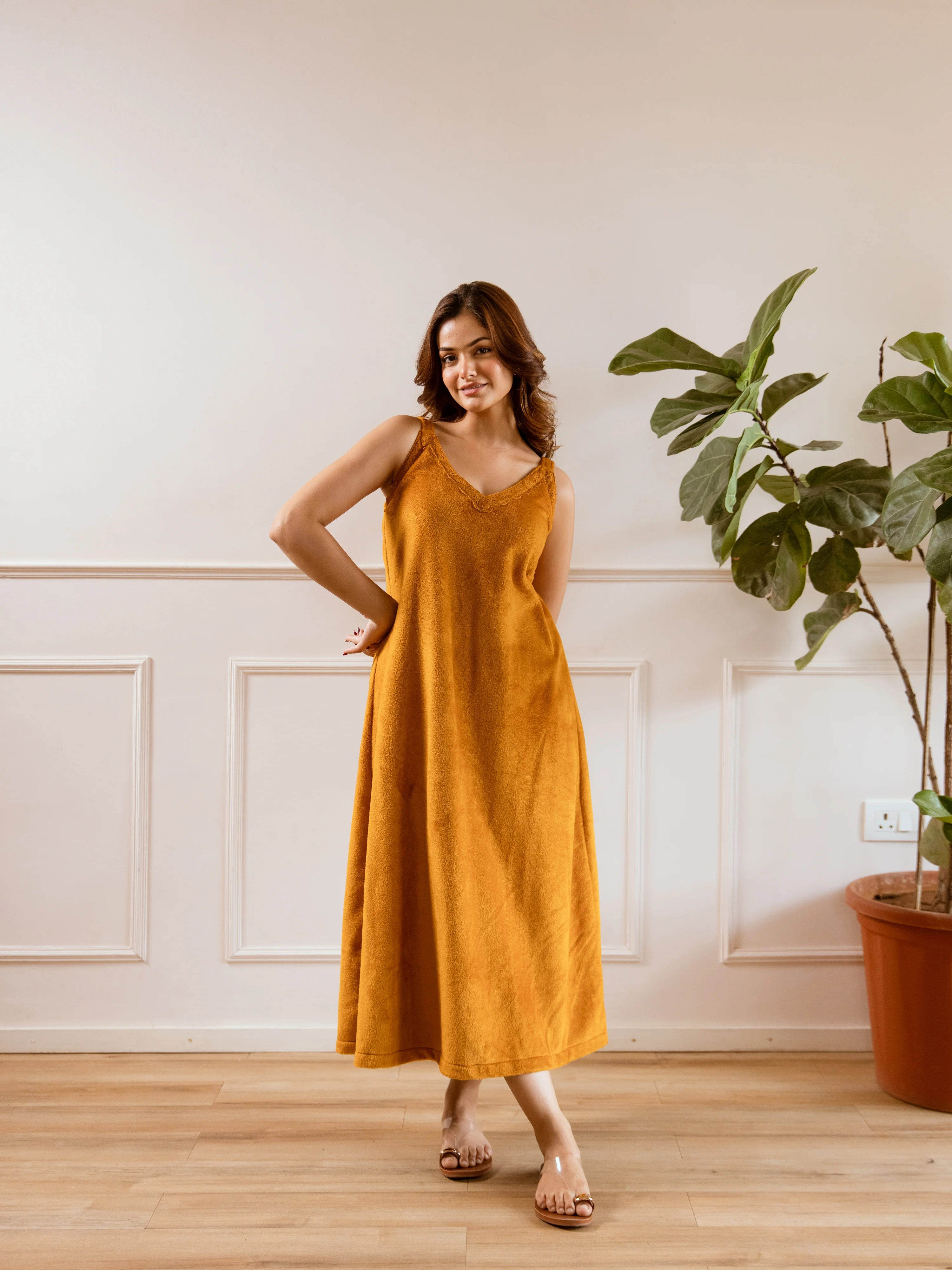 Mustard Super Soft Woollen Maxi & Shrug Set - Image 3