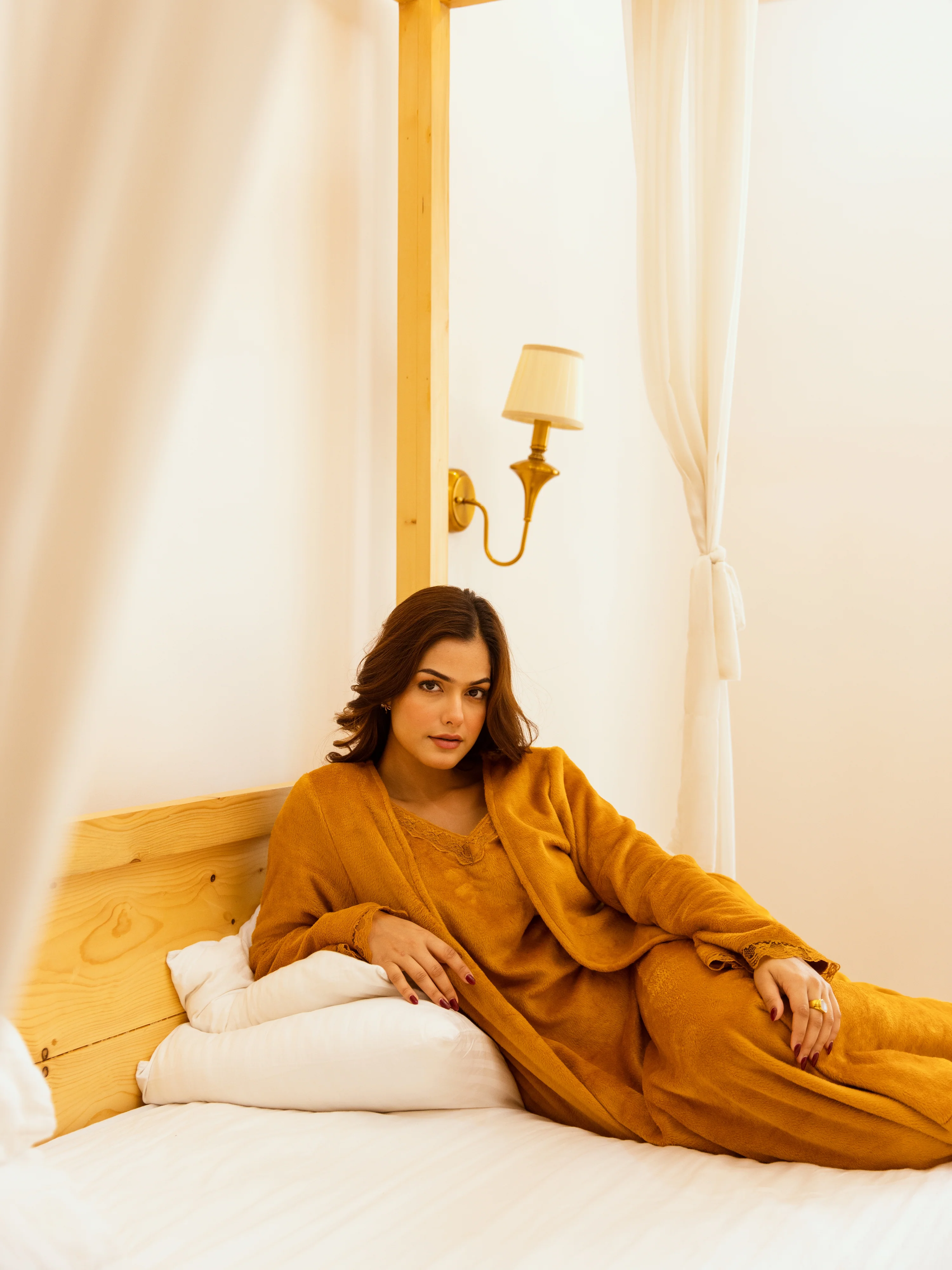 Mustard Super Soft Woollen Maxi & Shrug Set - Image 7