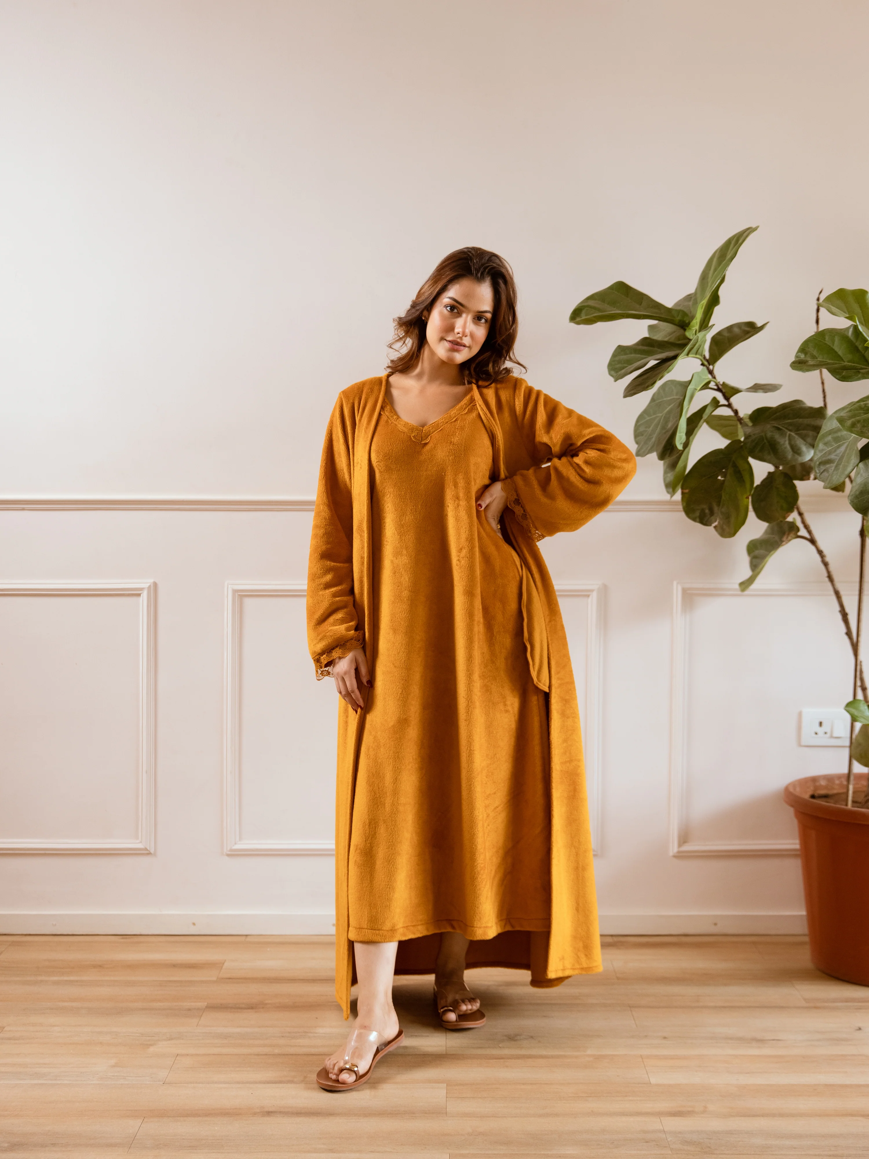 Mustard Super Soft Woollen Maxi & Shrug Set - Image 8