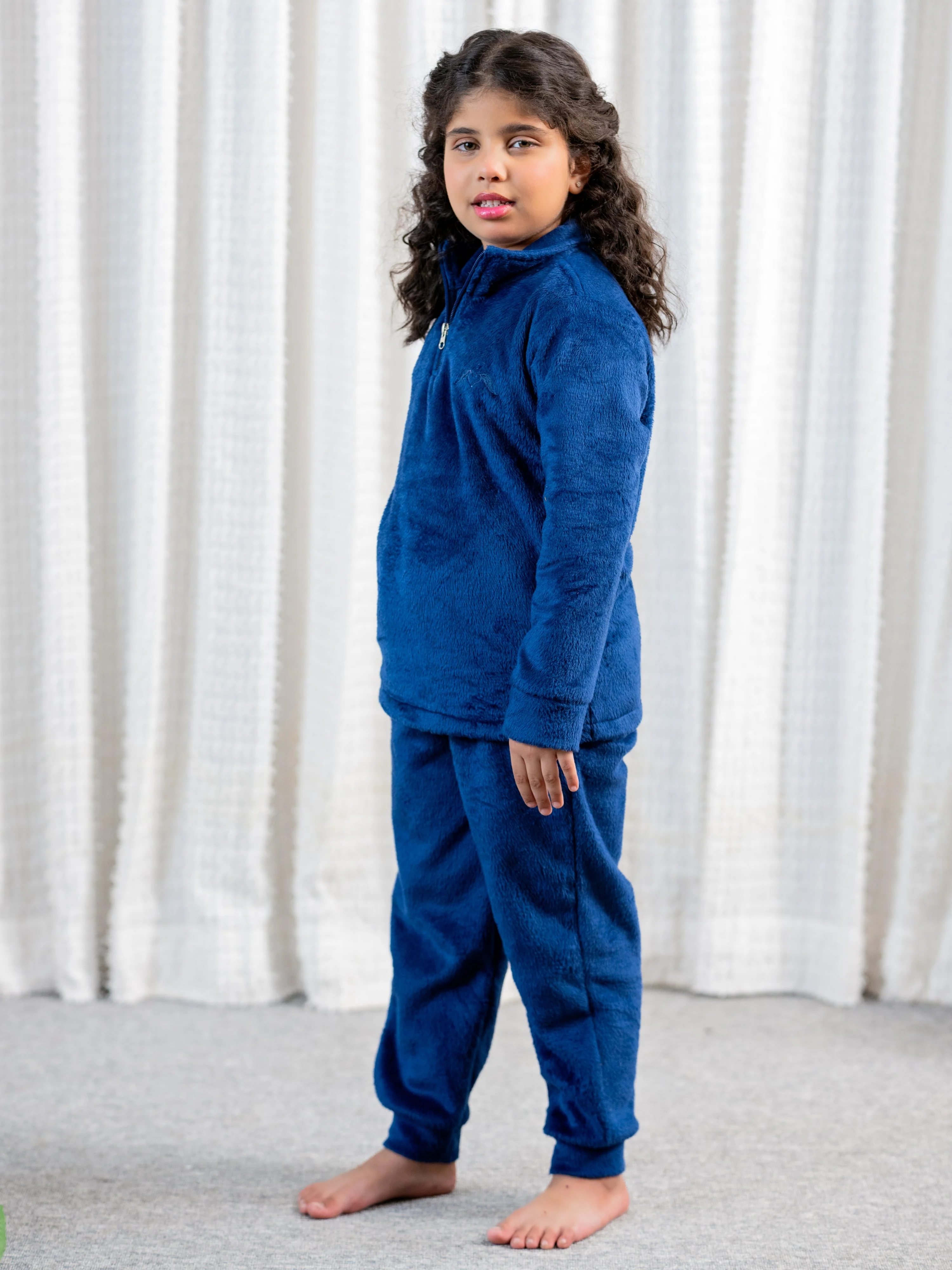 Navy Blue Super Soft Kids Unisex Woollen Sweatshirt Set - Image 4