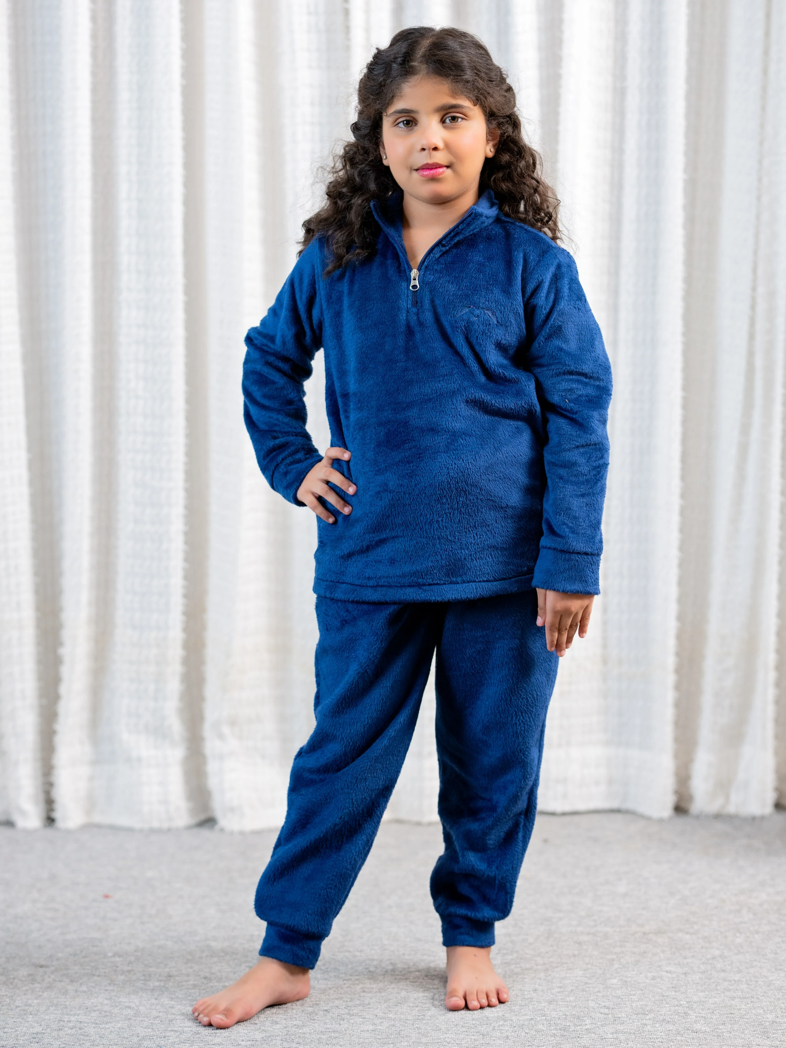 Navy Blue Super Soft Kids Unisex Woollen Sweatshirt Set - Image 5