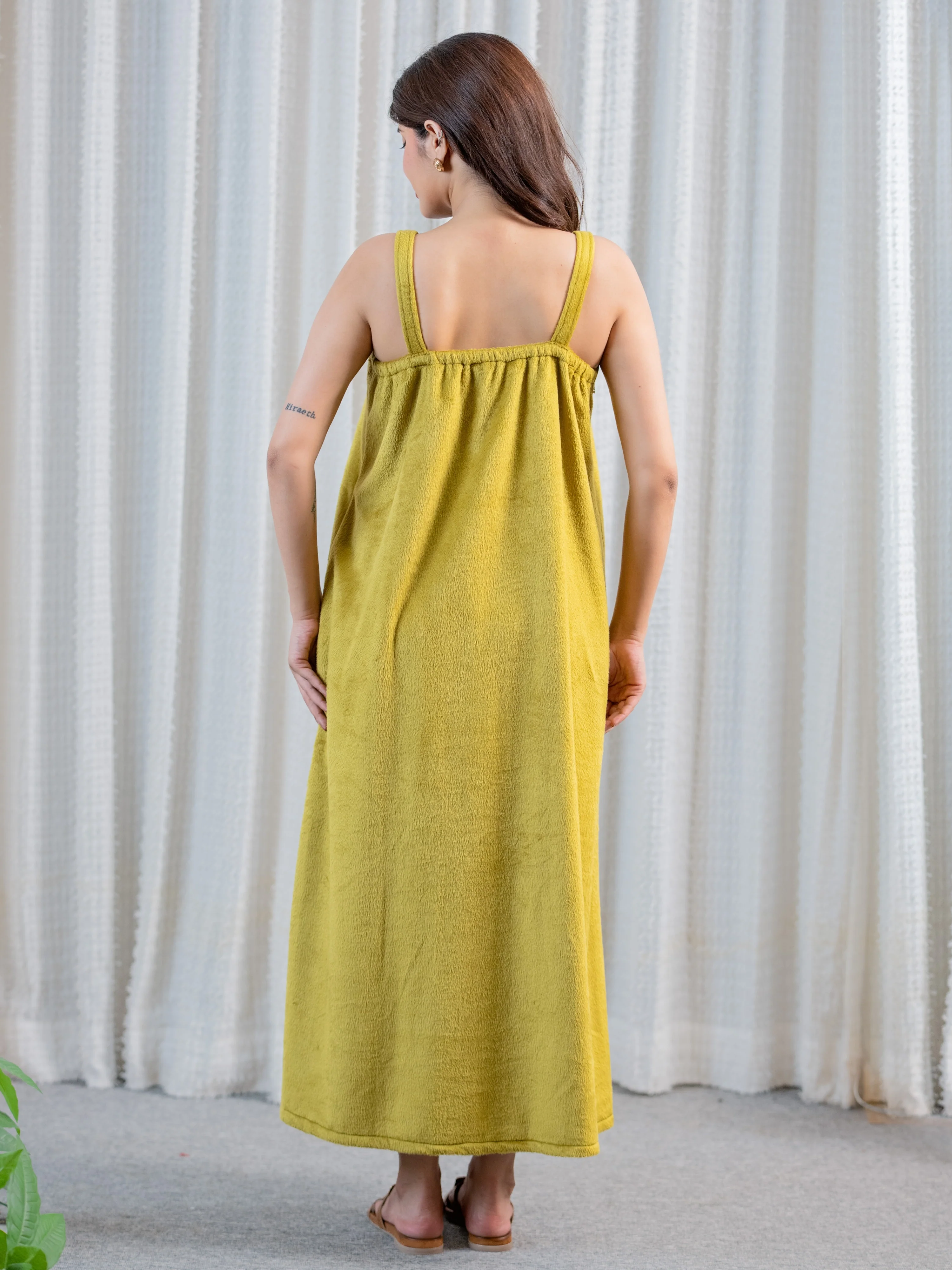 Olive Super Soft Woollen Maxi & Shrug Set - Image 15