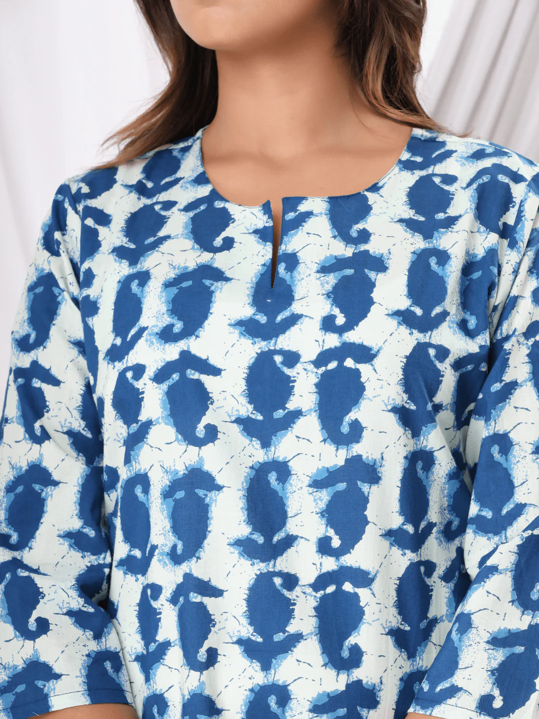 Indigo Paisley Cotton Loungewear - Image 5