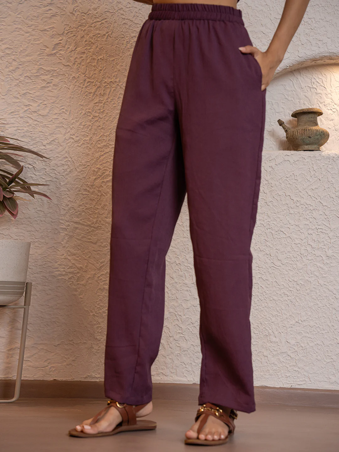 Plum Purple Soft Crepe Sleeveless Co-Ord Set - Image 13