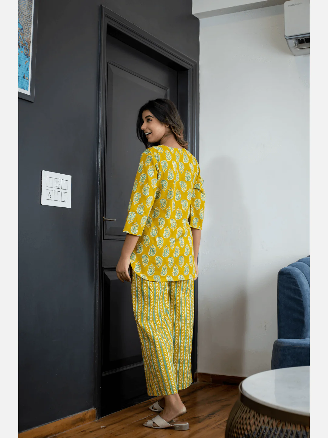 Bright Yellow Cotton Loungewear - Image 3