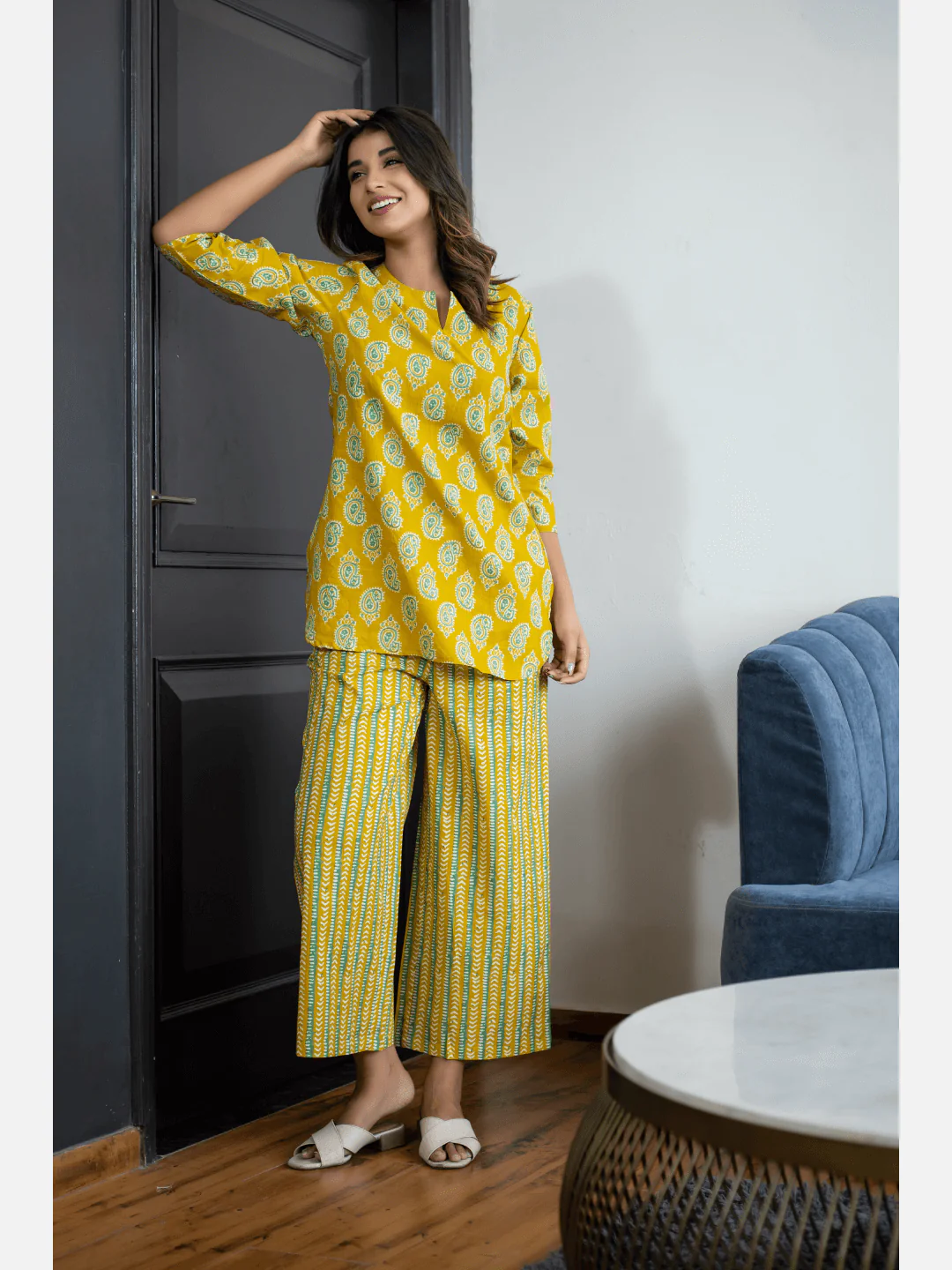 Bright Yellow Cotton Loungewear - Image 8