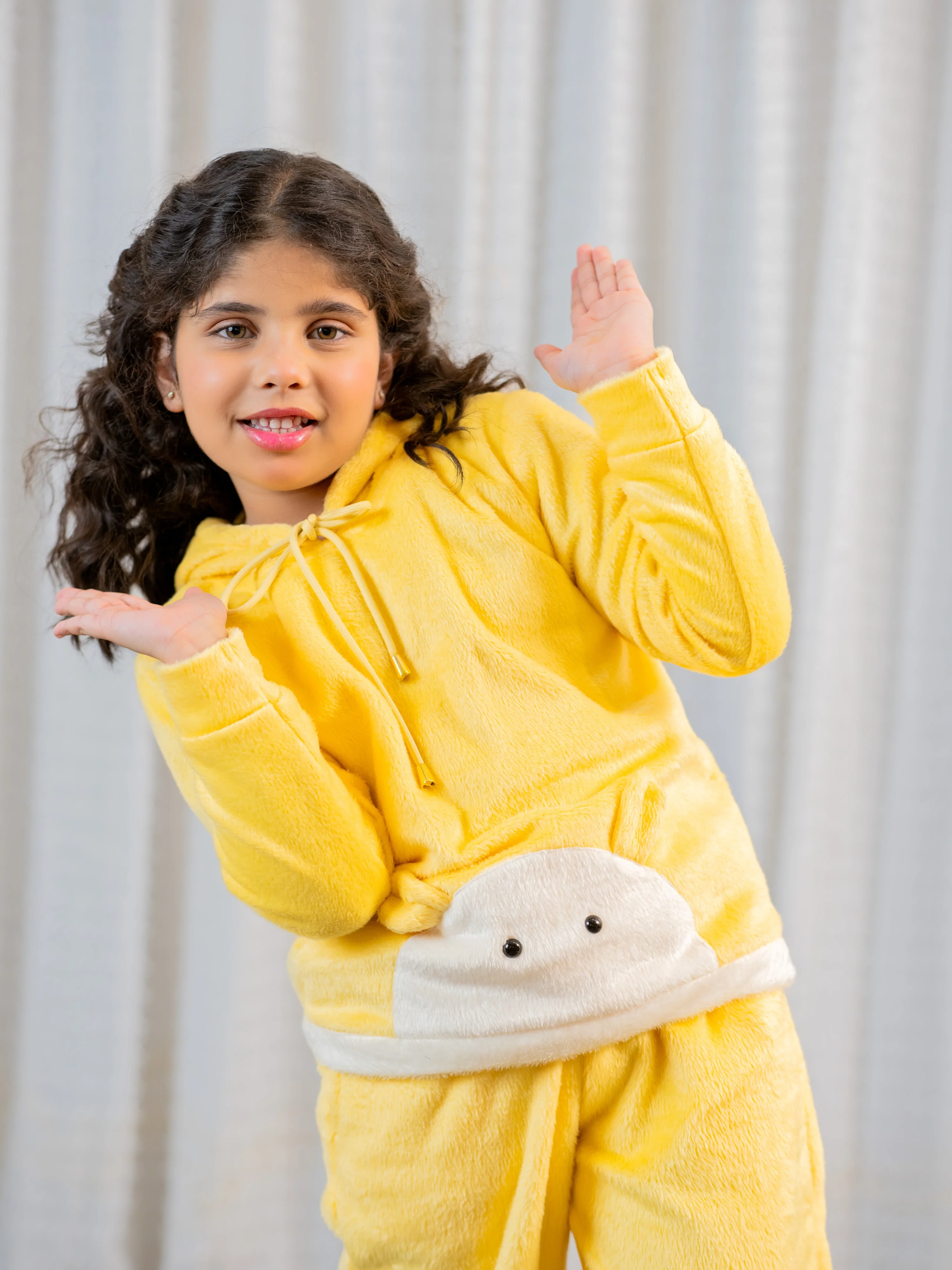 Pastel Yellow Super Soft Kids Unisex Woollen 3D Ear Hoodie Set - Image 8