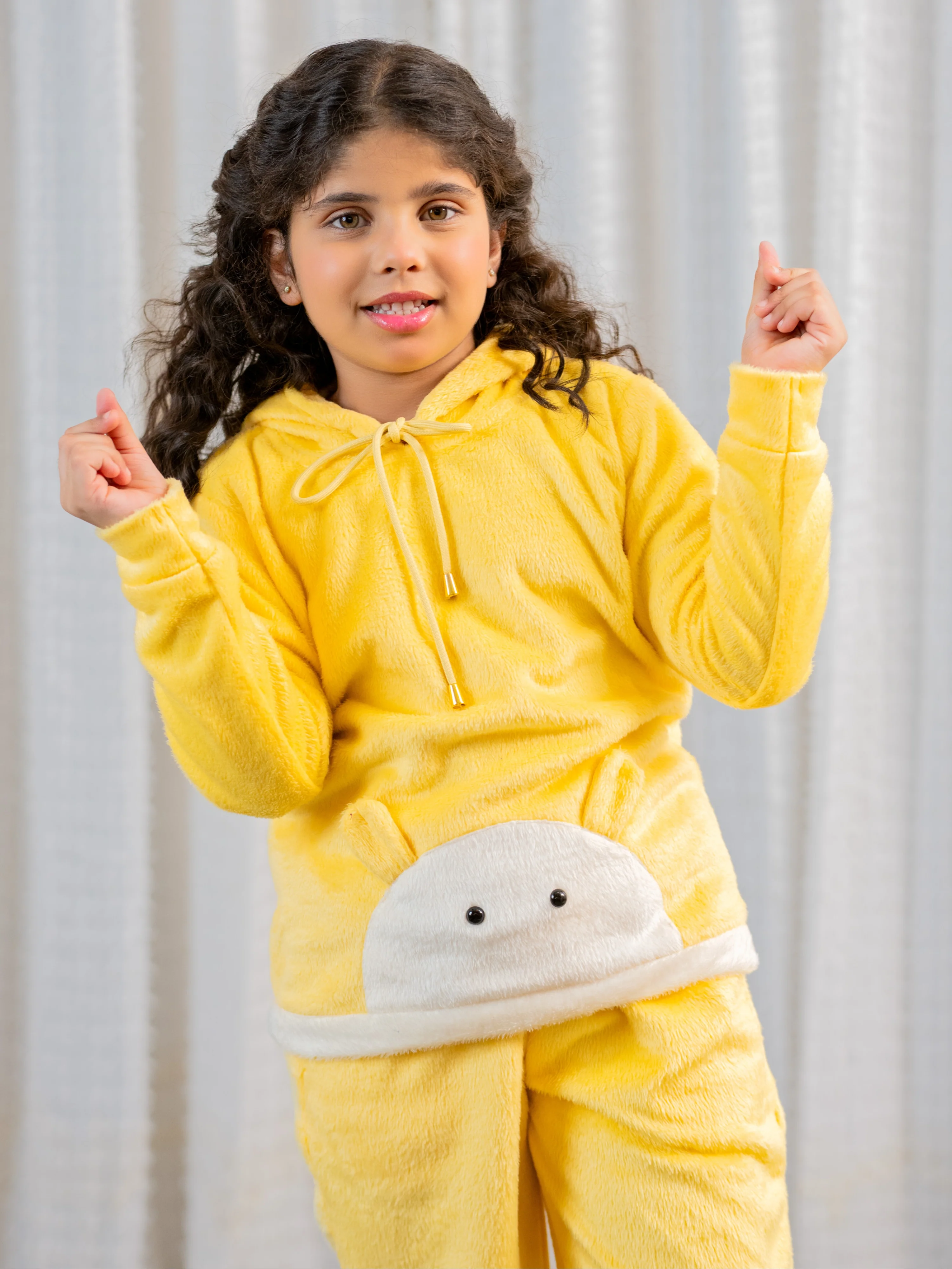 Pastel Yellow Super Soft Kids Unisex Woollen 3D Ear Hoodie Set - Image 9