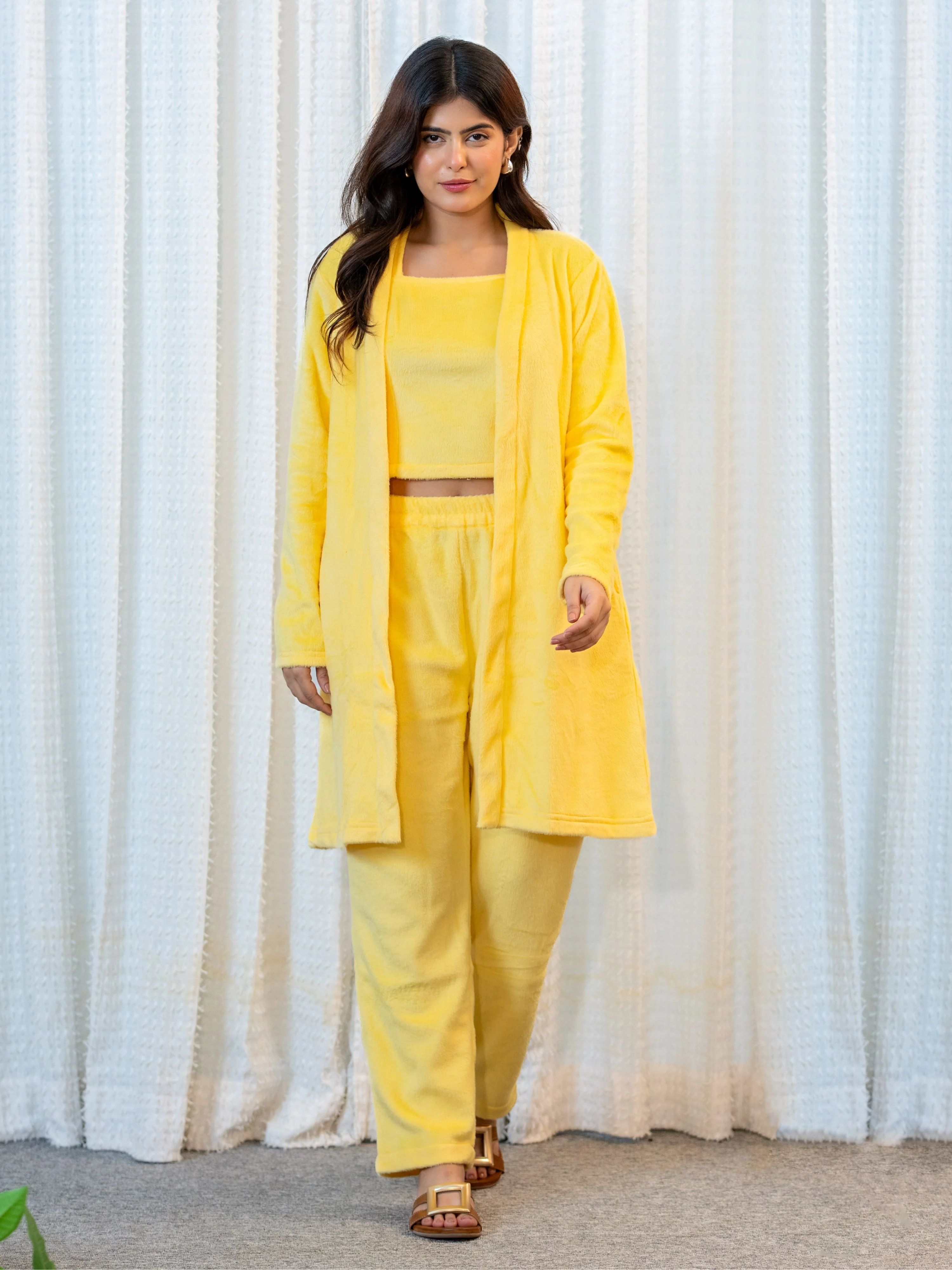 Pastel Yellow Super Soft Woollen 3 Piece Set - Image 3