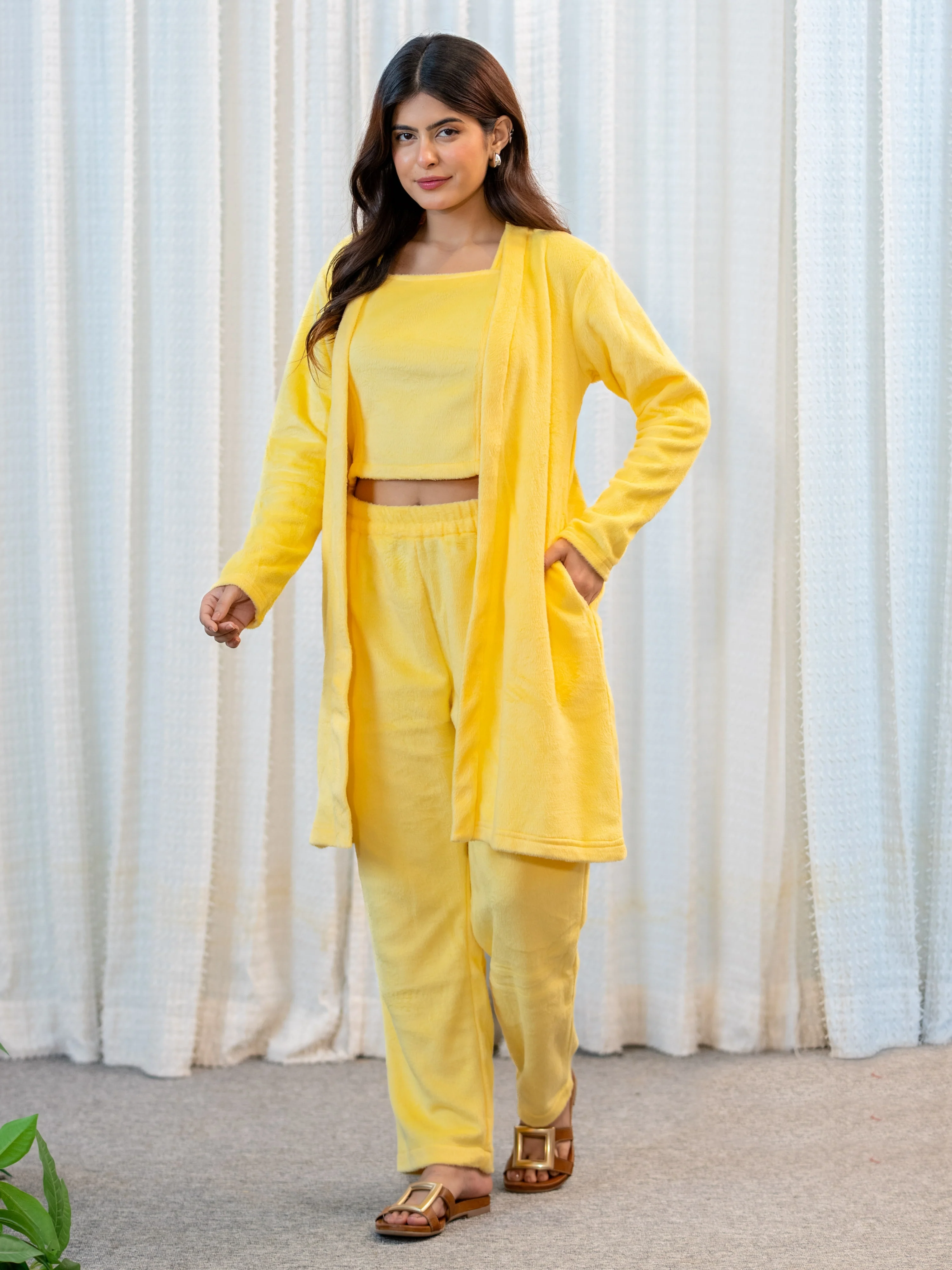 Pastel Yellow Super Soft Woollen 3 Piece Set - Image 6