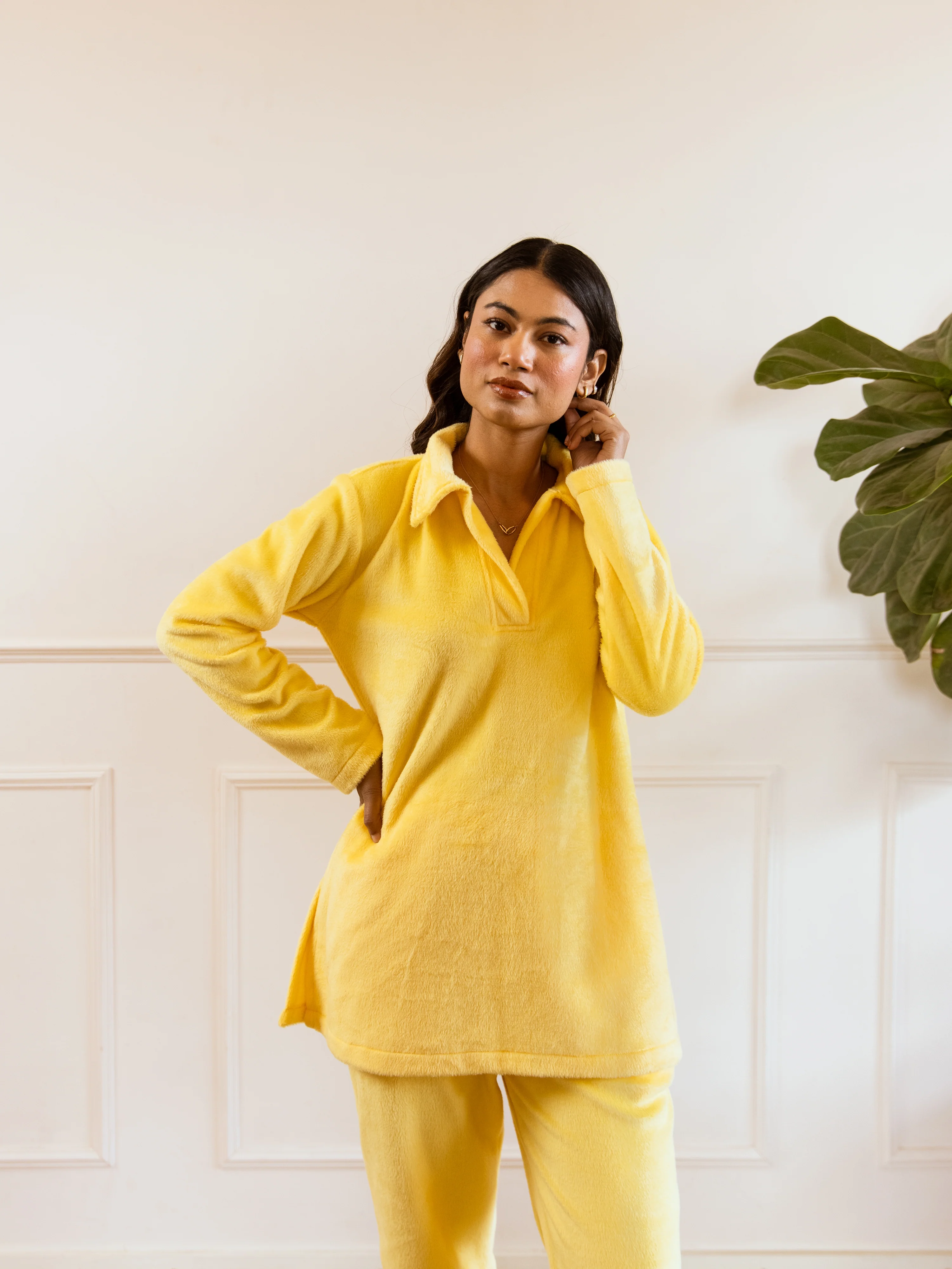 Pastel Yellow Super Soft Woollen Collar Set - Image 10