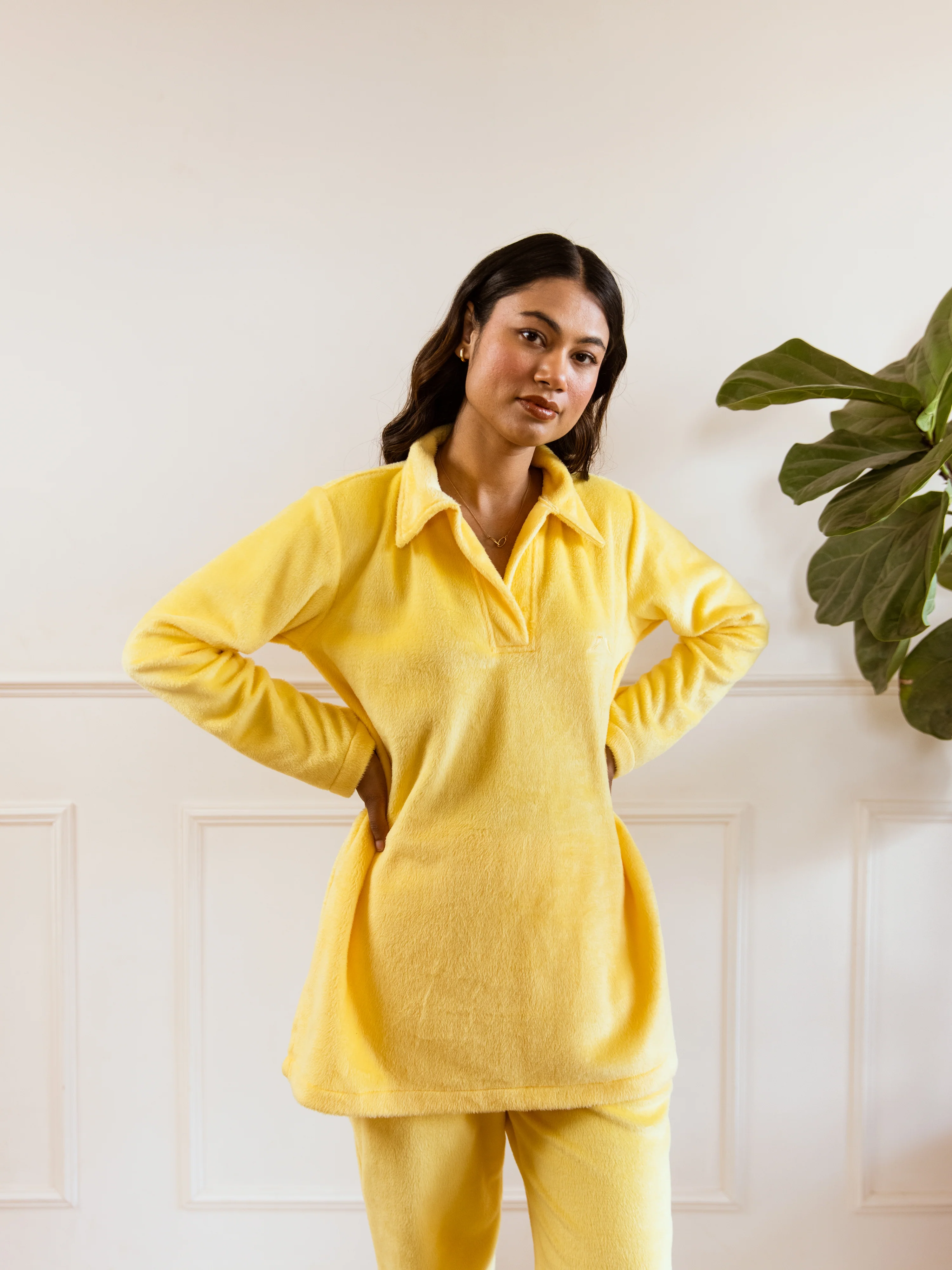 Pastel Yellow Super Soft Woollen Collar Set - Image 11