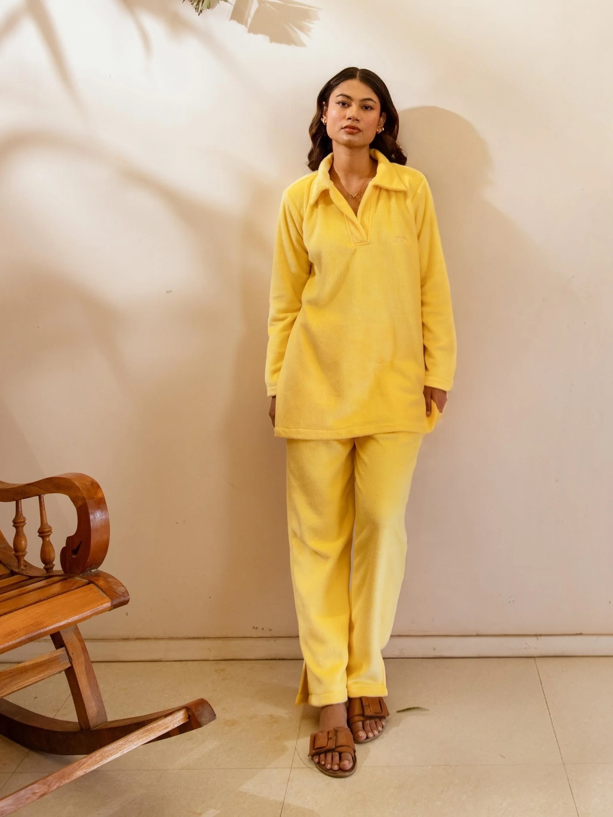 Pastel Yellow Super Soft Woollen Collar Set - Image 3